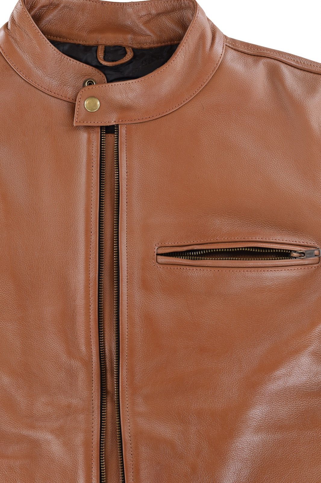 Genuine Leather Cafe Racer Leather Jacket Brown Size US M / EU 48-50 / 2 - 7 Thumbnail