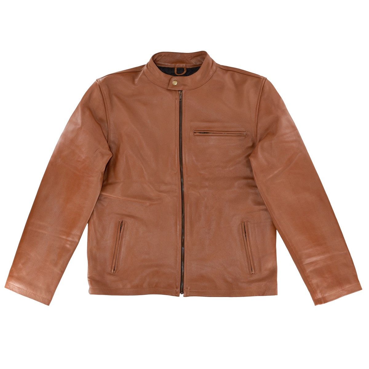 Genuine Leather Cafe Racer Leather Jacket Brown Size US M / EU 48-50 / 2 - 5 Thumbnail
