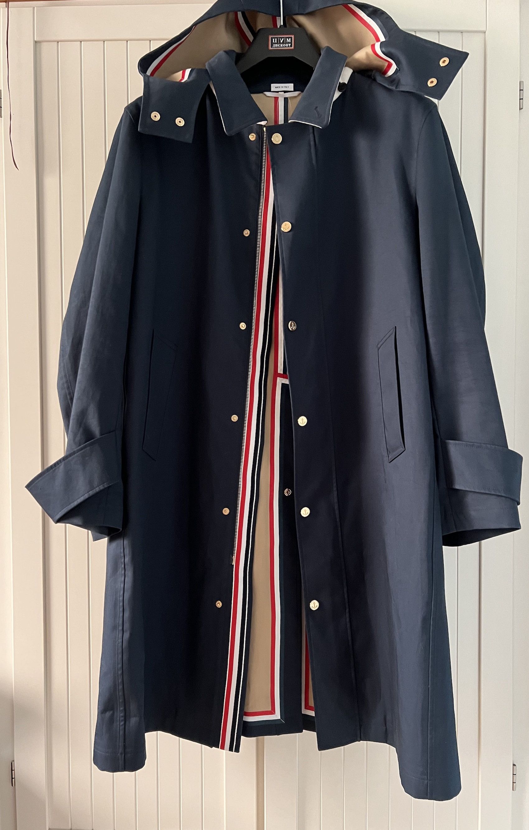 image of Thom Browne Ss'18 Parka Hooded in Navy, Men's (Size Large)