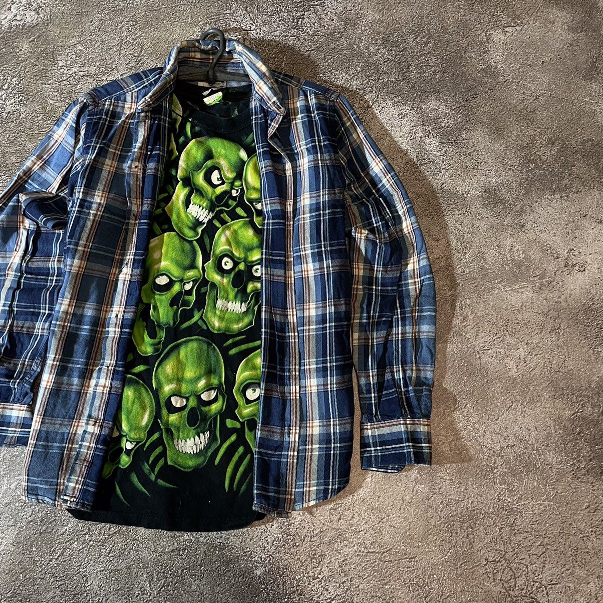 Vintage Vintage 90s Y2K Plaid Shirt Graphic Tee Layering Streetwear Size US S / EU 44-46 / 1 - 2 Thumbnail