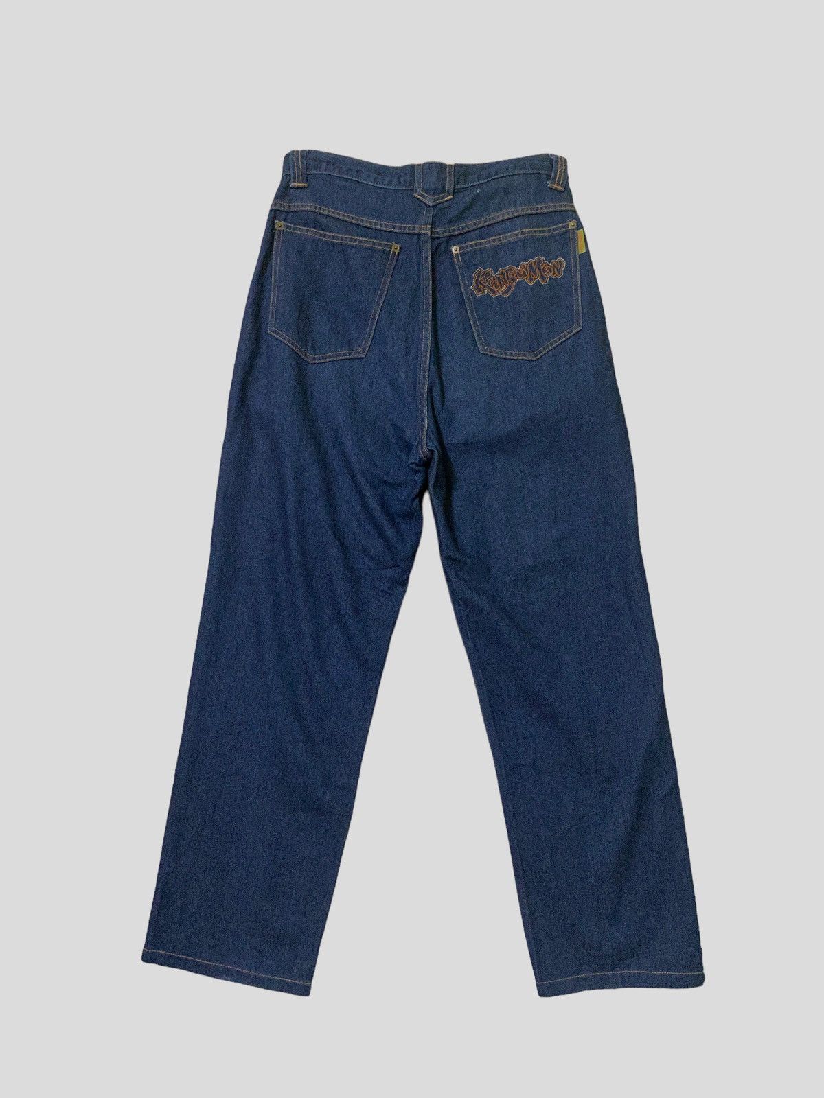 image of Kansai Yamamoto x Vintage Kansai Man Embroidery Back Logo Baggy Style Denim in Black (Size 27)