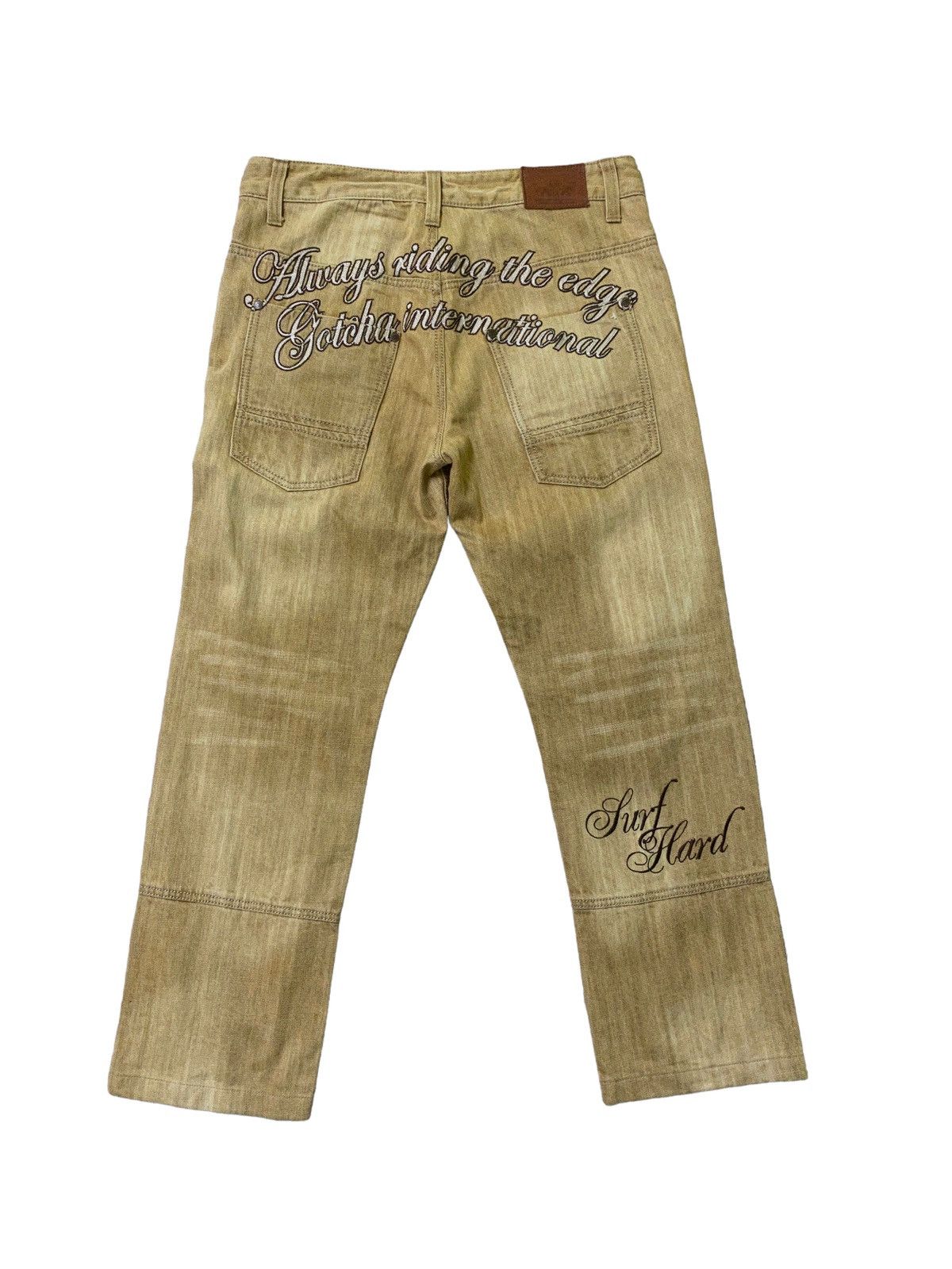 image of Cargo Gotcha Suf Back Embroidered Denim Jeans in Brown, Men's (Size 32)