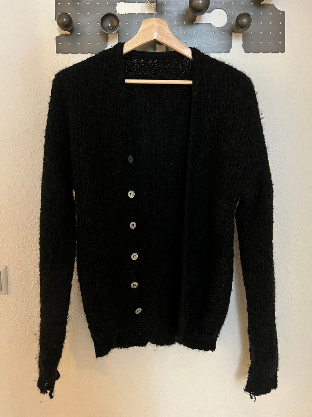 Pre-owned A1923 Unique Heavy Wool Cardigan In Black