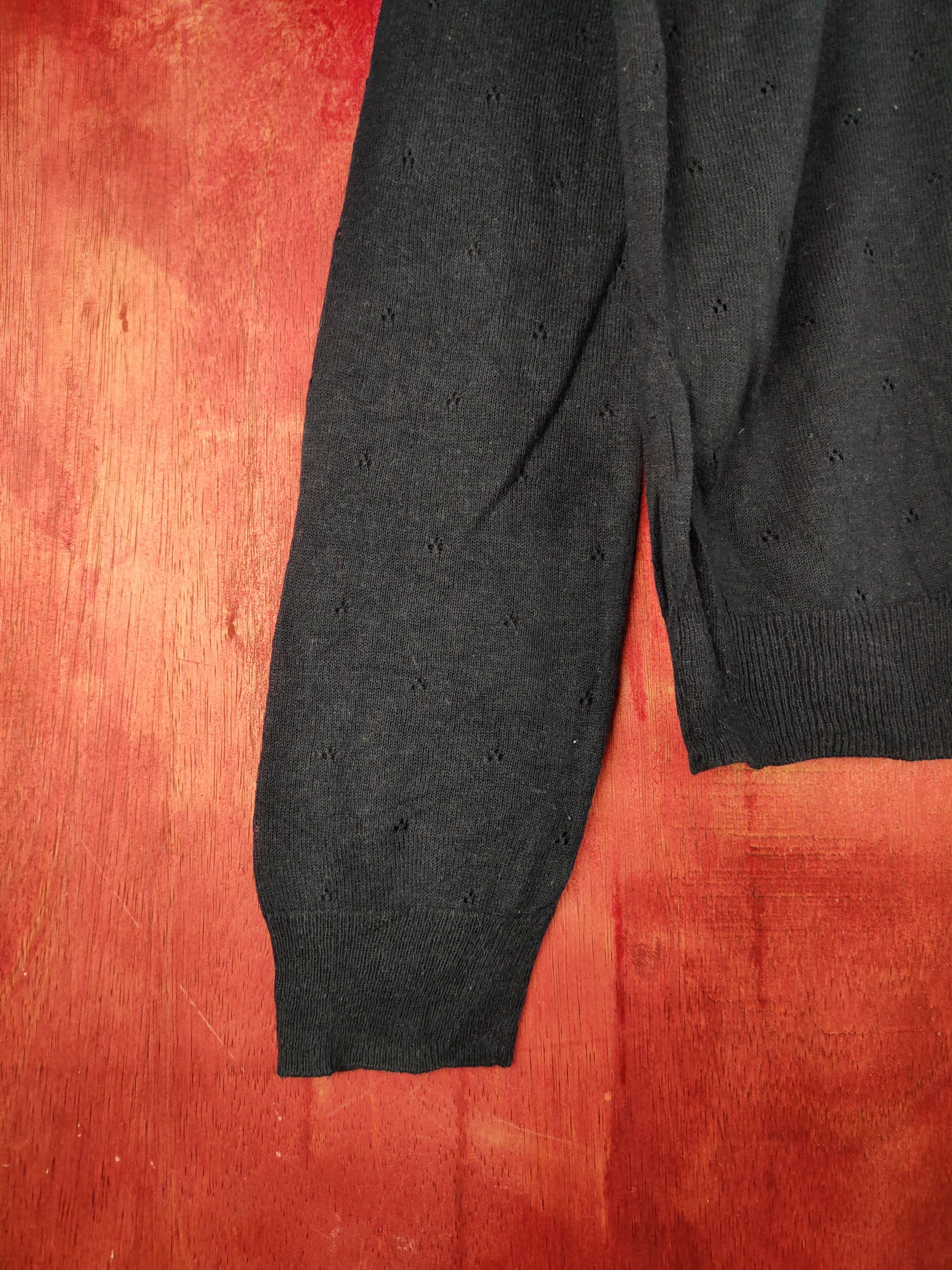 Japanese Brand Sorridere Navy Crochet Meshnet Knitwear Cardigan #S1168 Size S / US 4 / IT 40 - 5 Thumbnail