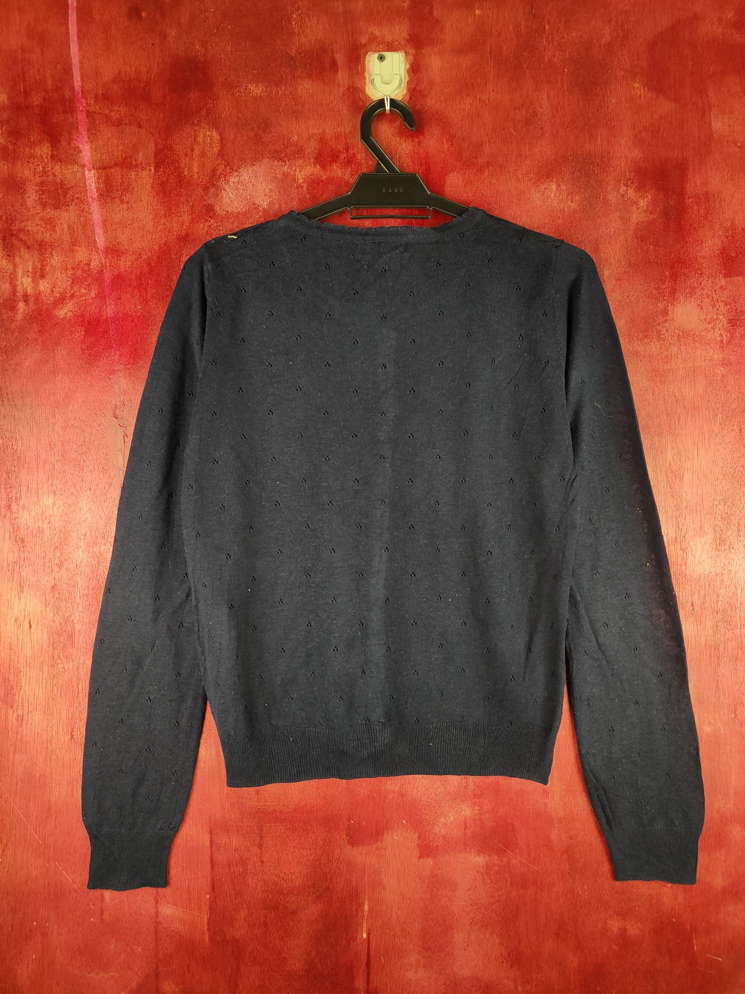 Japanese Brand Sorridere Navy Crochet Meshnet Knitwear Cardigan #S1168 Size S / US 4 / IT 40 - 8 Thumbnail