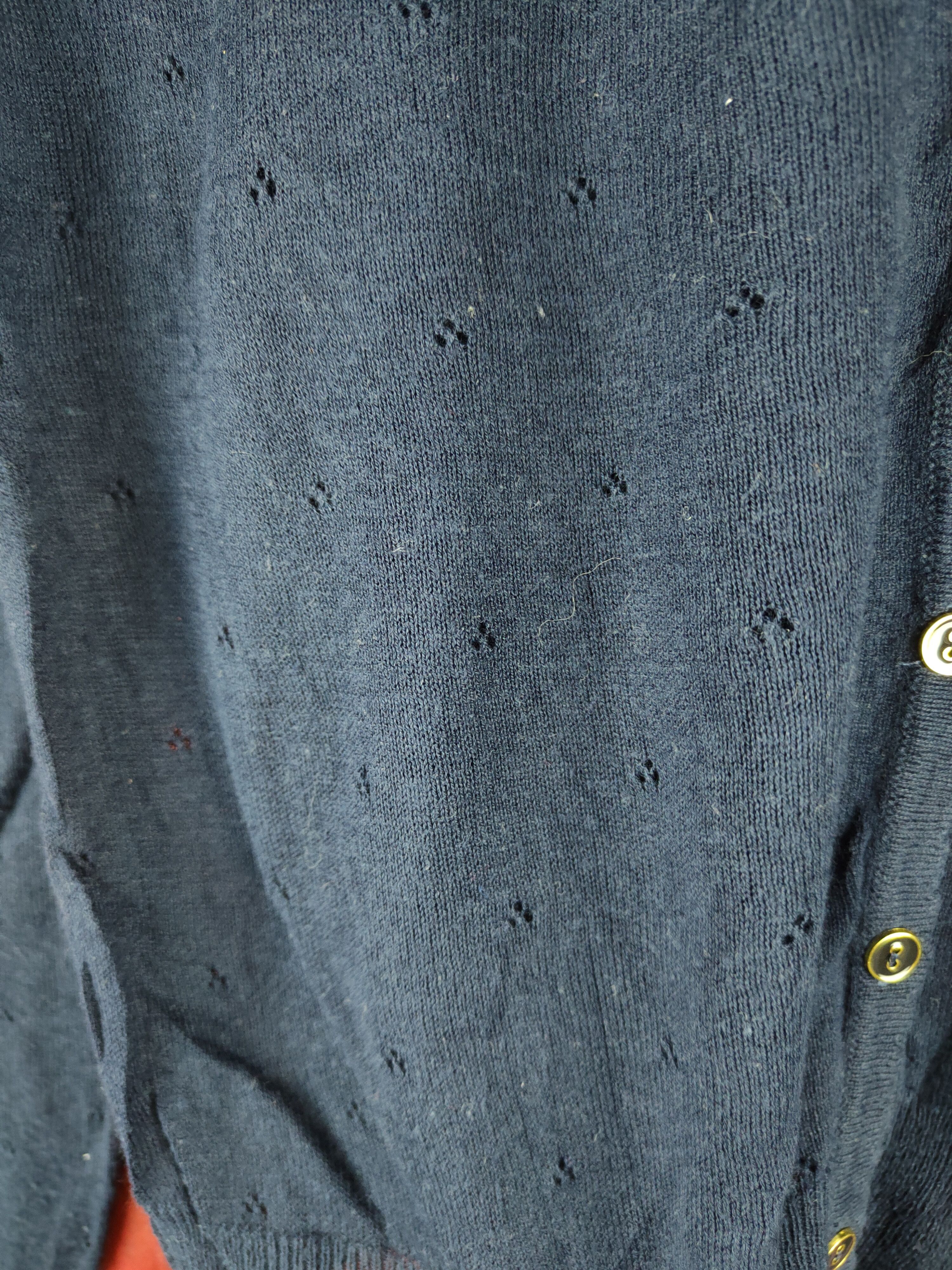 Japanese Brand Sorridere Navy Crochet Meshnet Knitwear Cardigan #S1168 Size S / US 4 / IT 40 - 3 Thumbnail