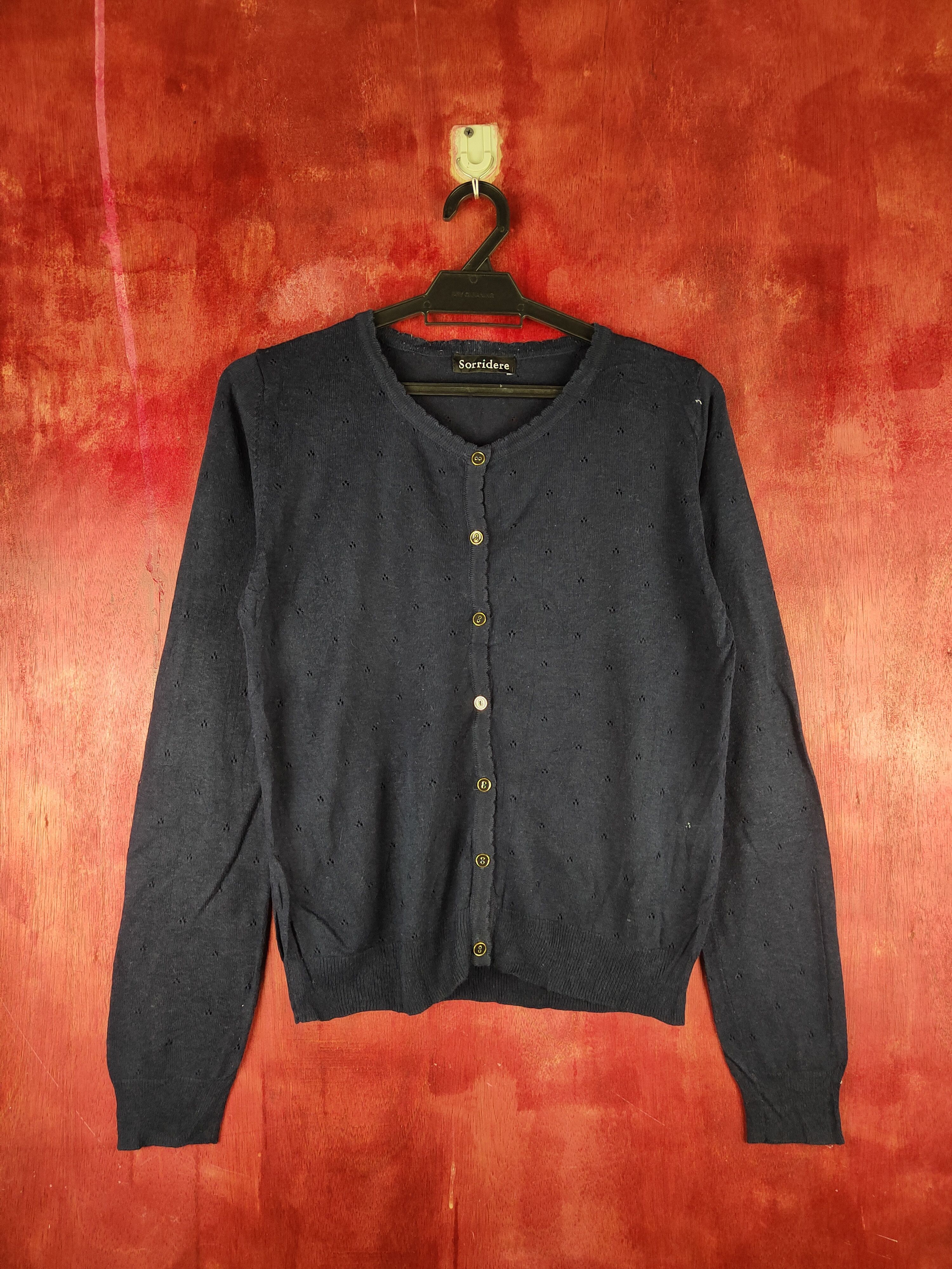 Sorridere Navy Crochet Meshnet Knitwear Cardigan #S1168