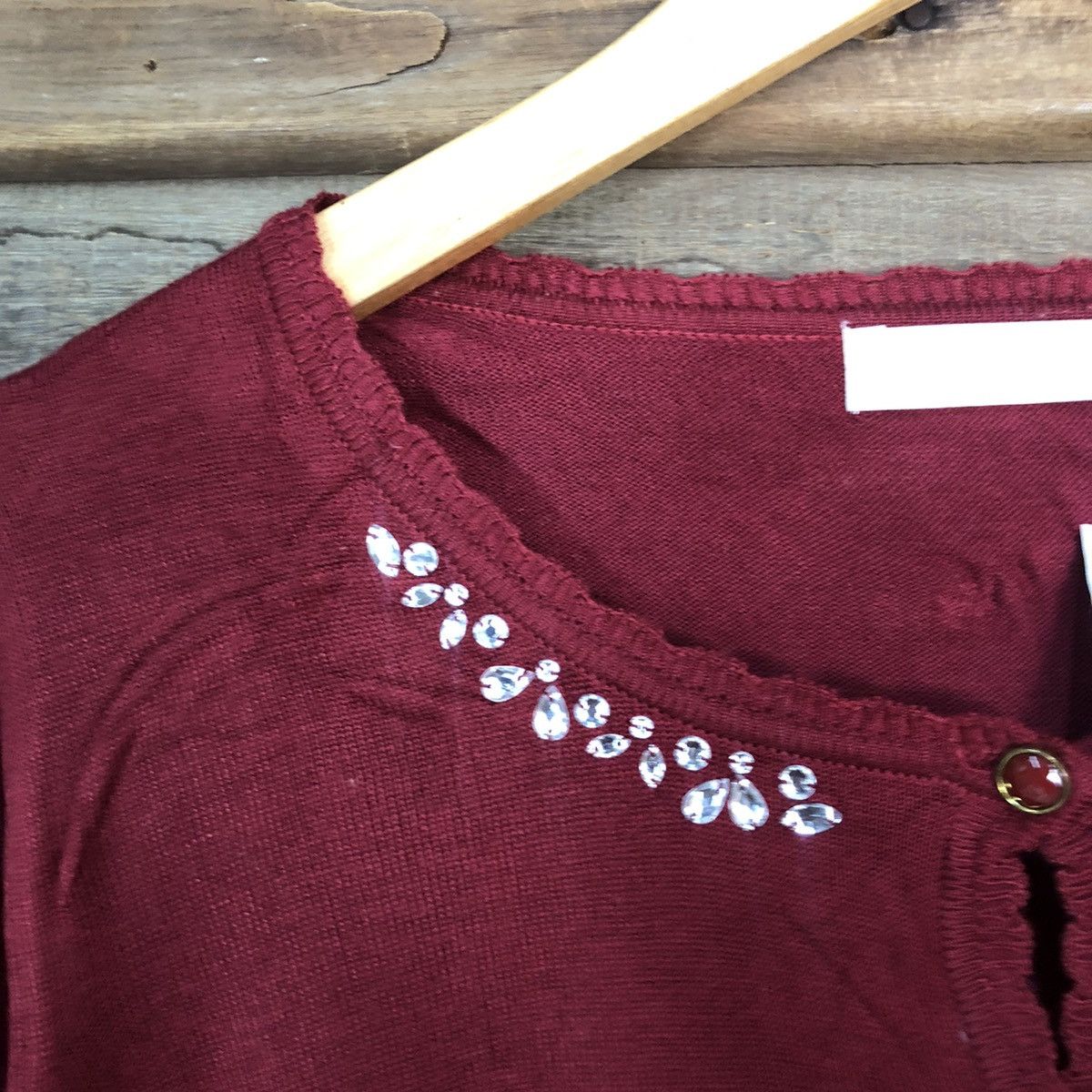 Homespun Knitwear Feroux Maroon Patterned Cardigans #7289 Size M / US 6-8 / IT 42-44 - 7 Thumbnail