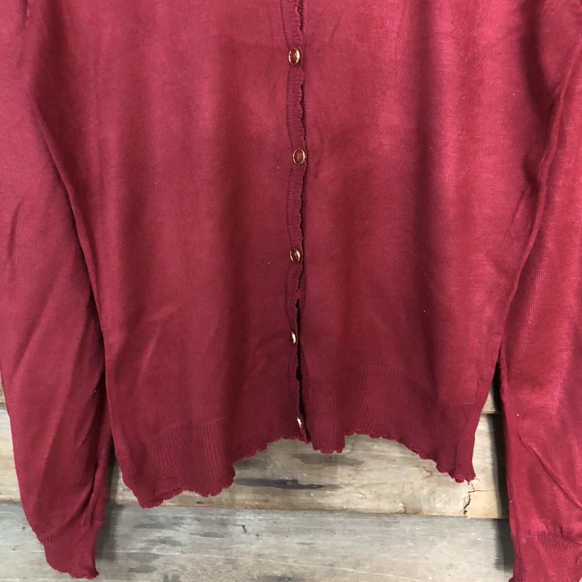 Homespun Knitwear Feroux Maroon Patterned Cardigans #7289 Size M / US 6-8 / IT 42-44 - 6 Thumbnail