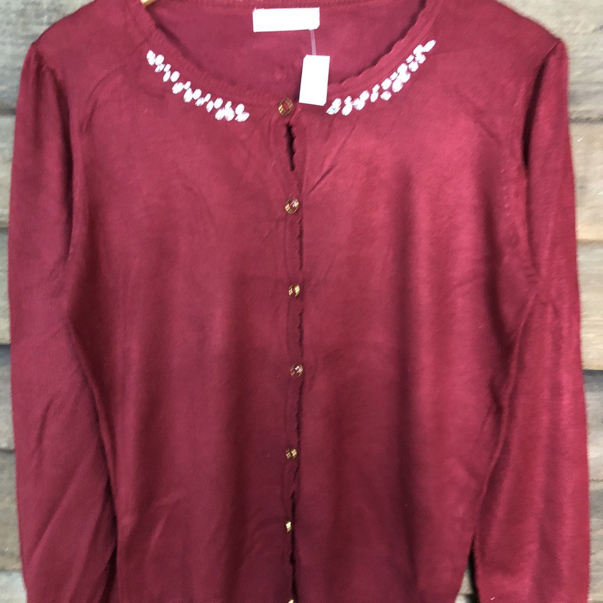 Homespun Knitwear Feroux Maroon Patterned Cardigans #7289 Size M / US 6-8 / IT 42-44 - 5 Thumbnail