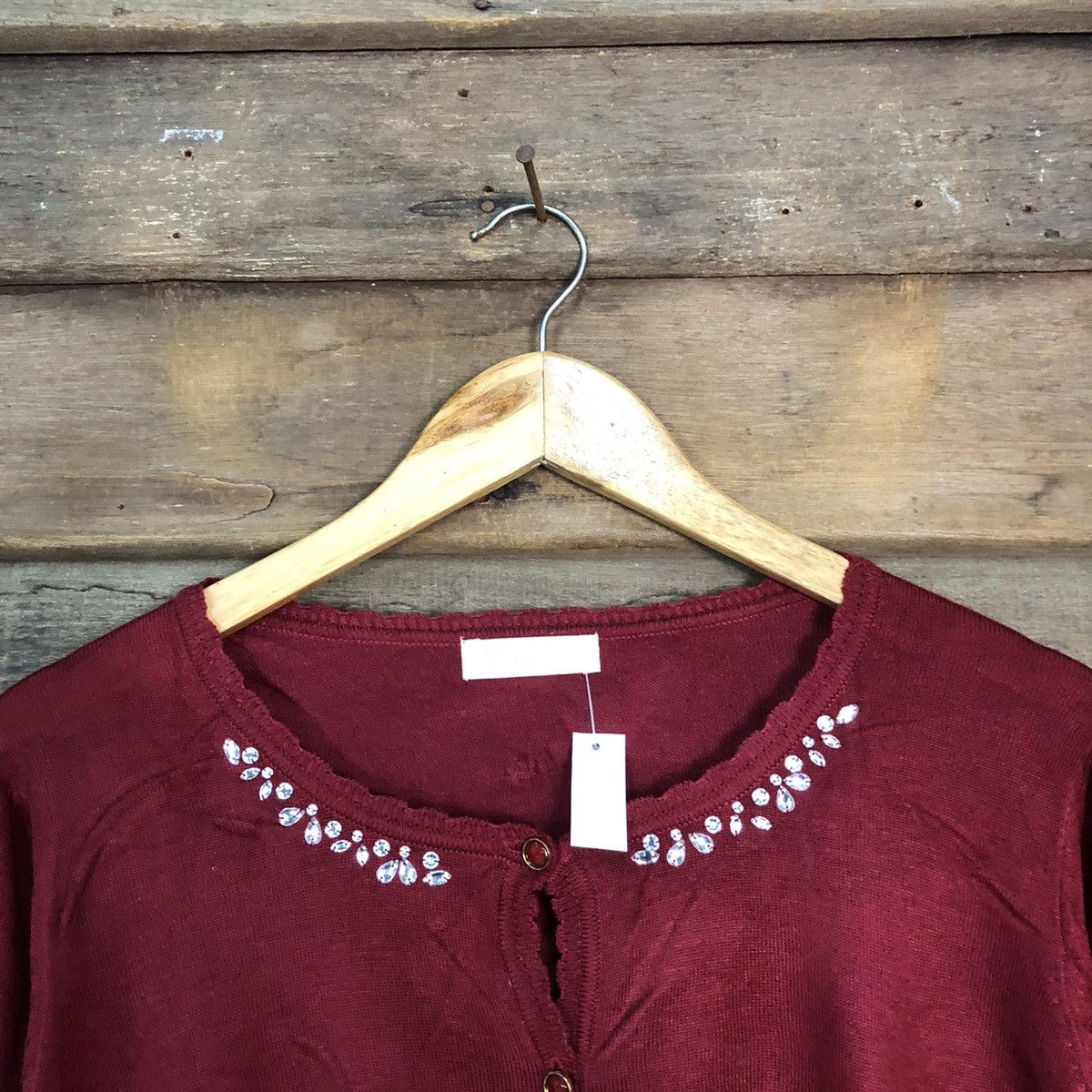 Homespun Knitwear Feroux Maroon Patterned Cardigans #7289 Size M / US 6-8 / IT 42-44 - 4 Thumbnail