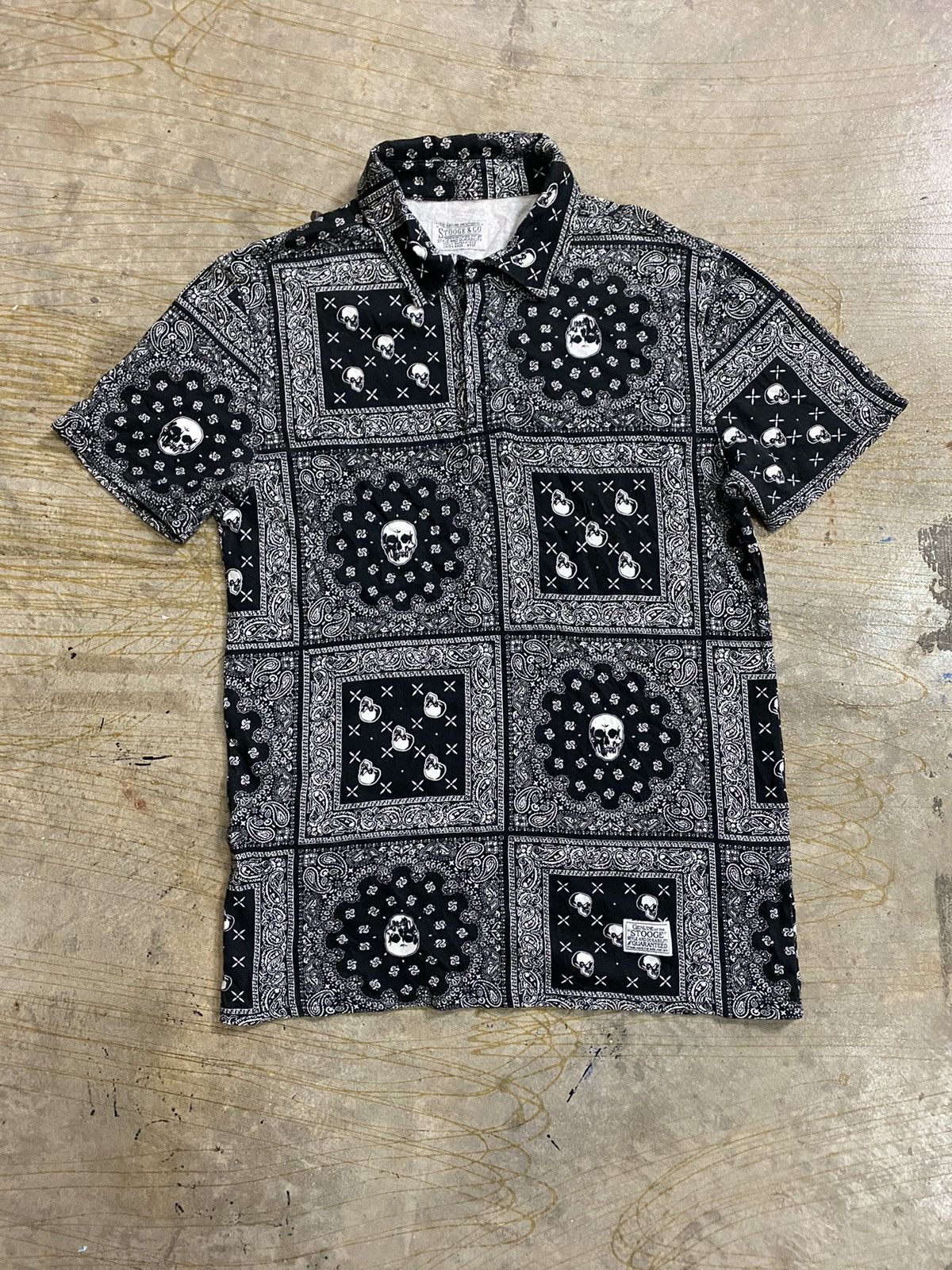 Japanese Brand × KMRii × Shellac Stooge & Co Japan Paisley bandana Skull polo Size US M / EU 48-50 / 2 - 2 Thumbnail