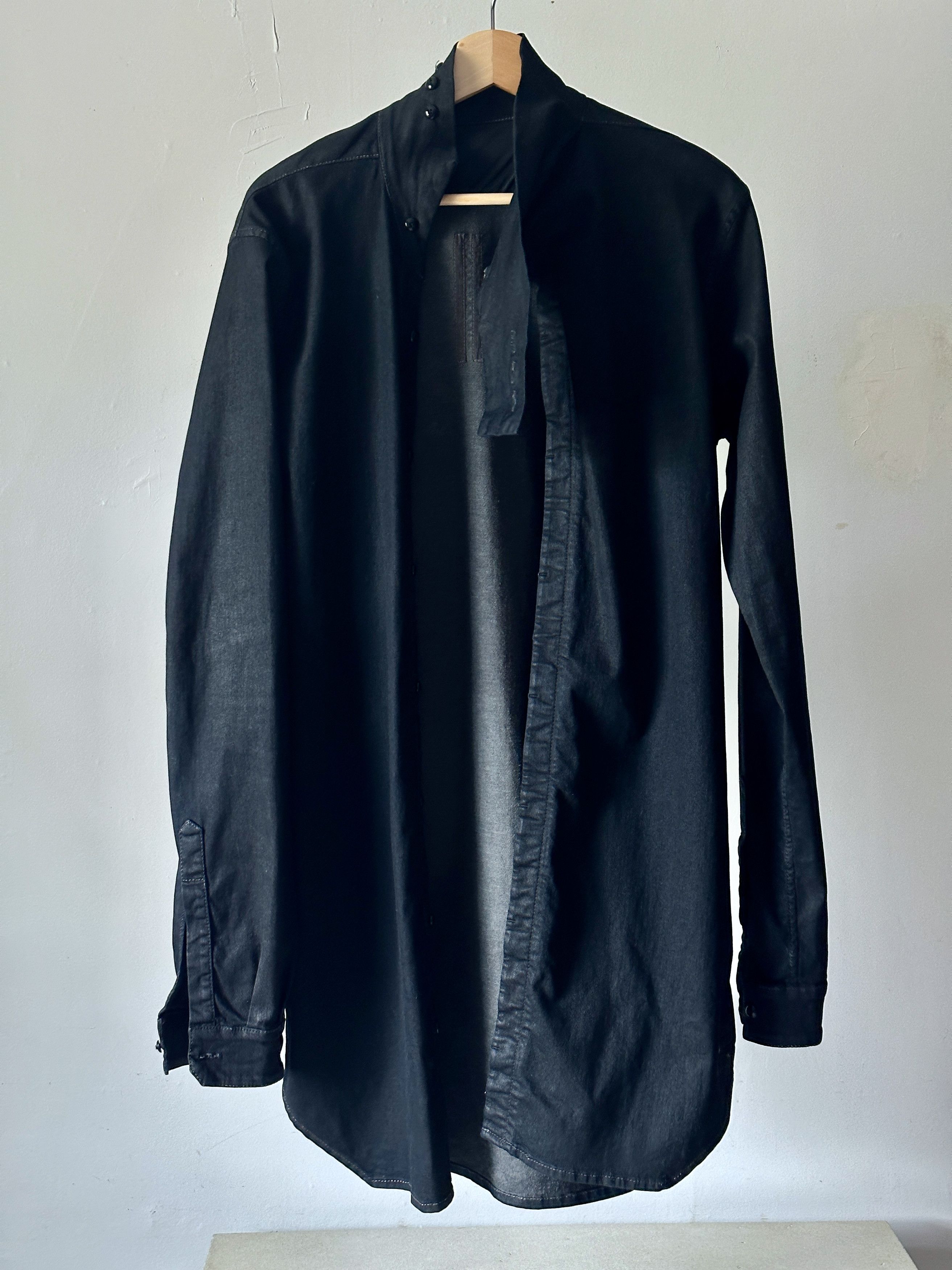 image of Rick Owens Denim Island Shirt | Black Mineral, Men's (Size Large)