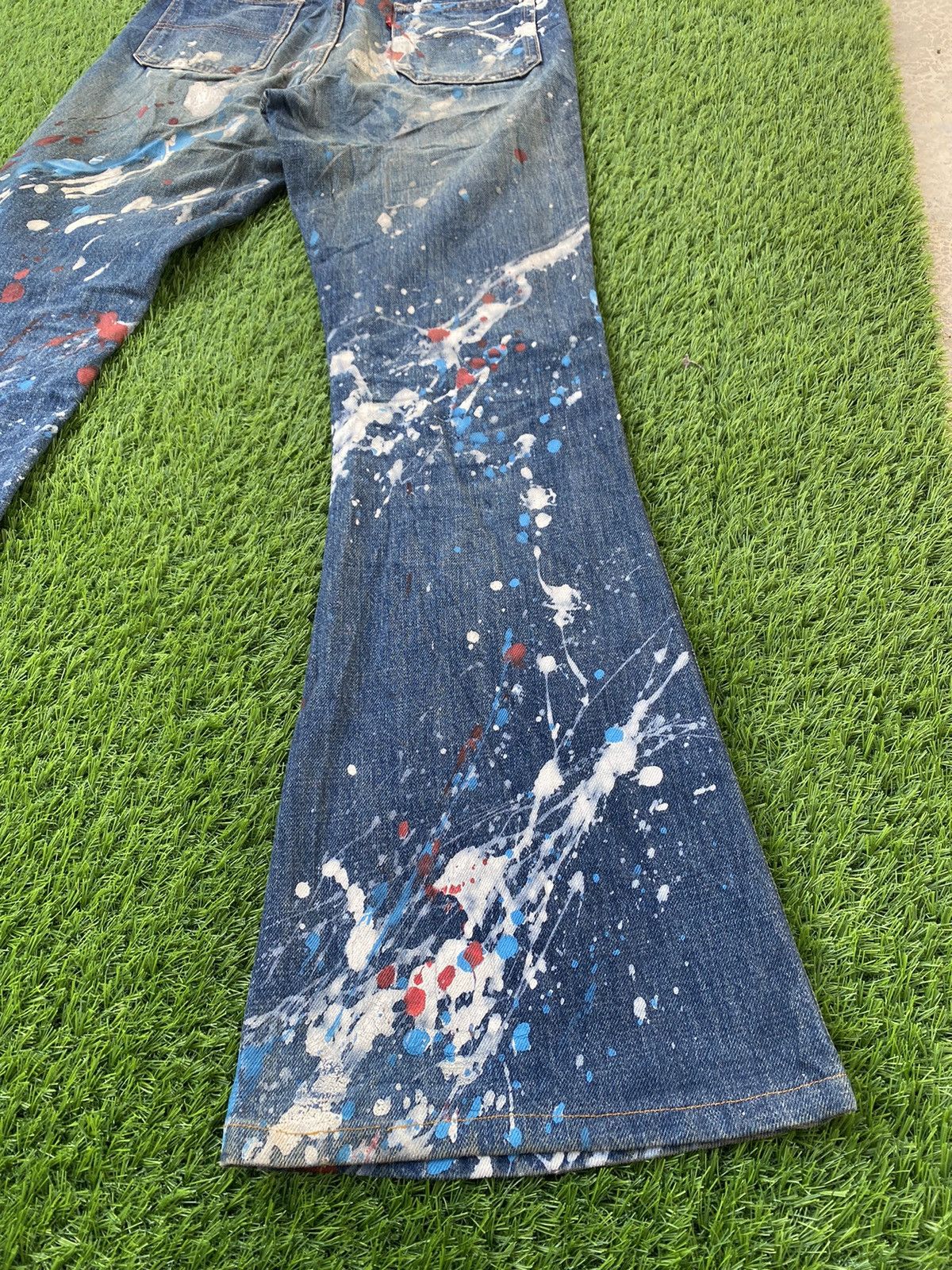 Big John × Vintage Vintage 70s Big John Made in Japan Paint Splash Flare Pant Size US 27 - 6 Thumbnail