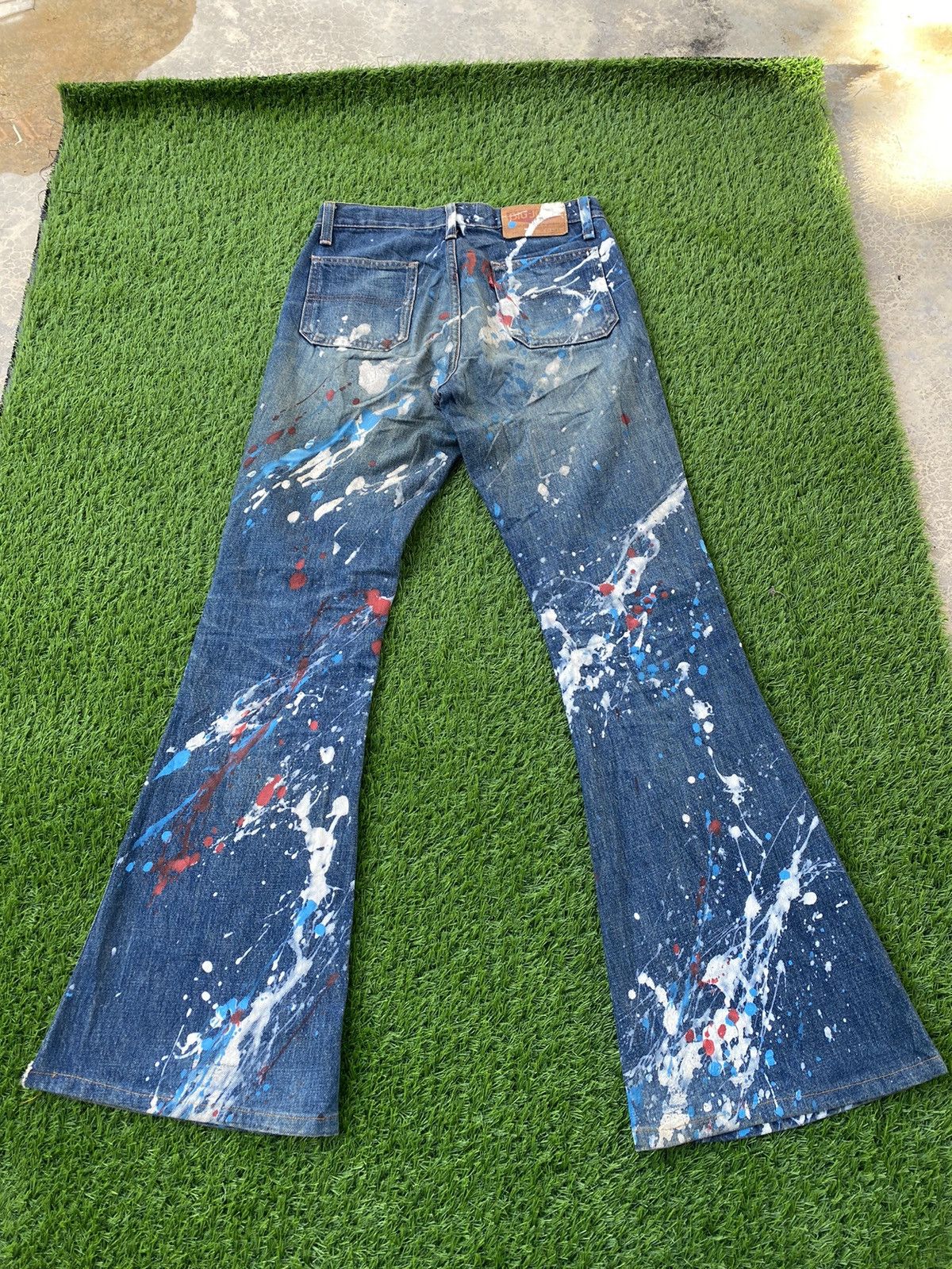 Big John × Vintage Vintage 70s Big John Made in Japan Paint Splash Flare Pant Size US 27 - 2 Thumbnail
