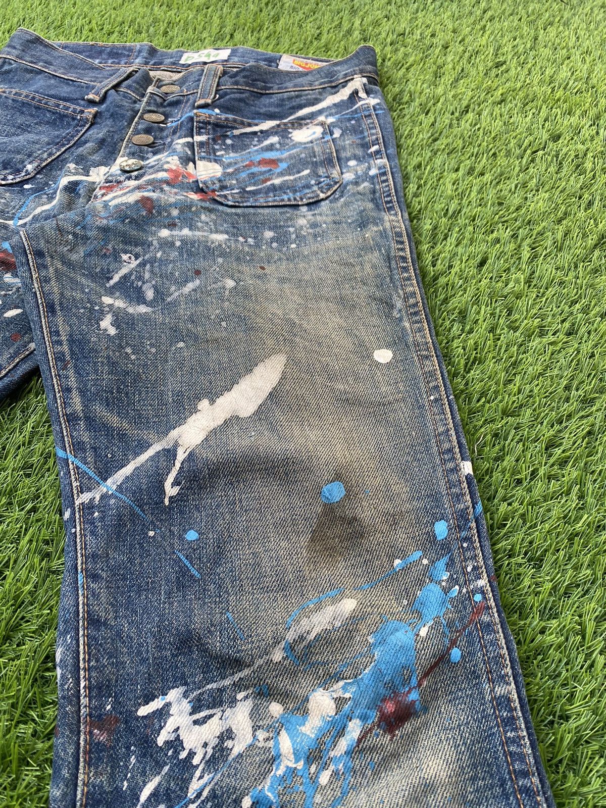 Big John × Vintage Vintage 70s Big John Made in Japan Paint Splash Flare Pant Size US 27 - 5 Thumbnail