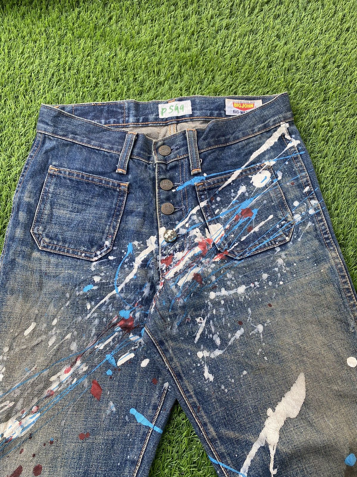 Big John × Vintage Vintage 70s Big John Made in Japan Paint Splash Flare Pant Size US 27 - 3 Thumbnail