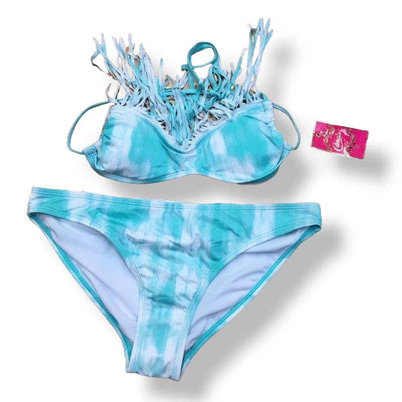 Other Naked Wardrobe Swim Blue Smoke String Bikini NEW Sz XL