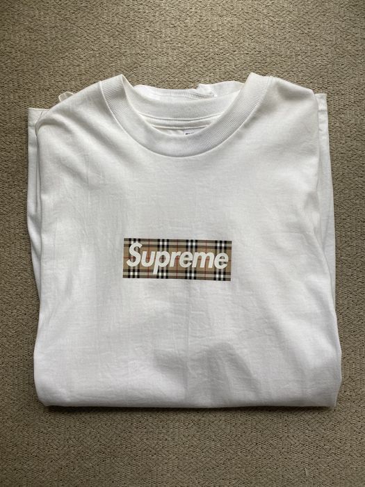 Supreme Supreme Burberry Box logo tee Size M White NDS shirt | Grailed