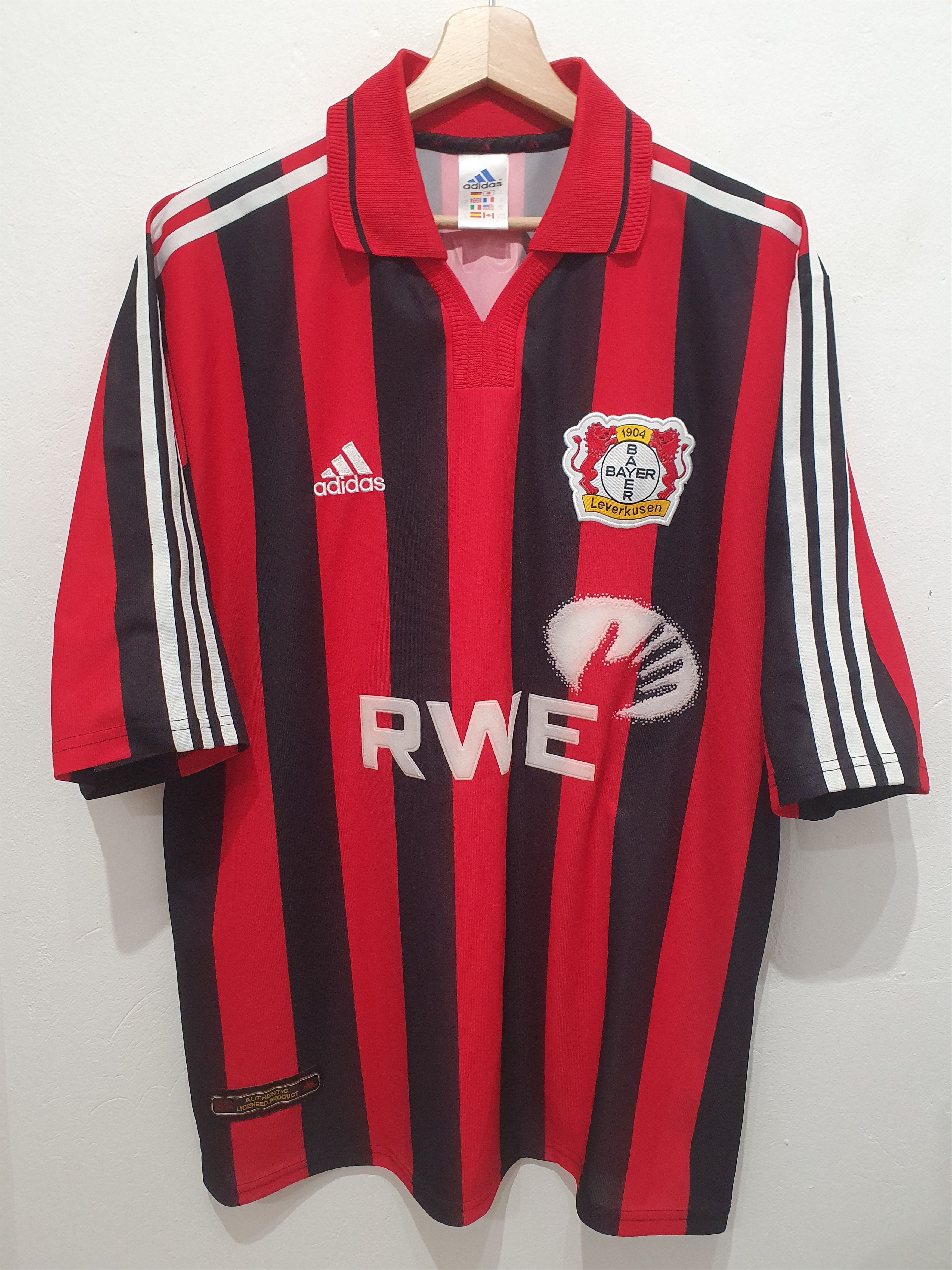 image of Bayer Leverkusen 04 2001 2002 Adidas Size XL Jersey Shirt in Black/Red, Men's