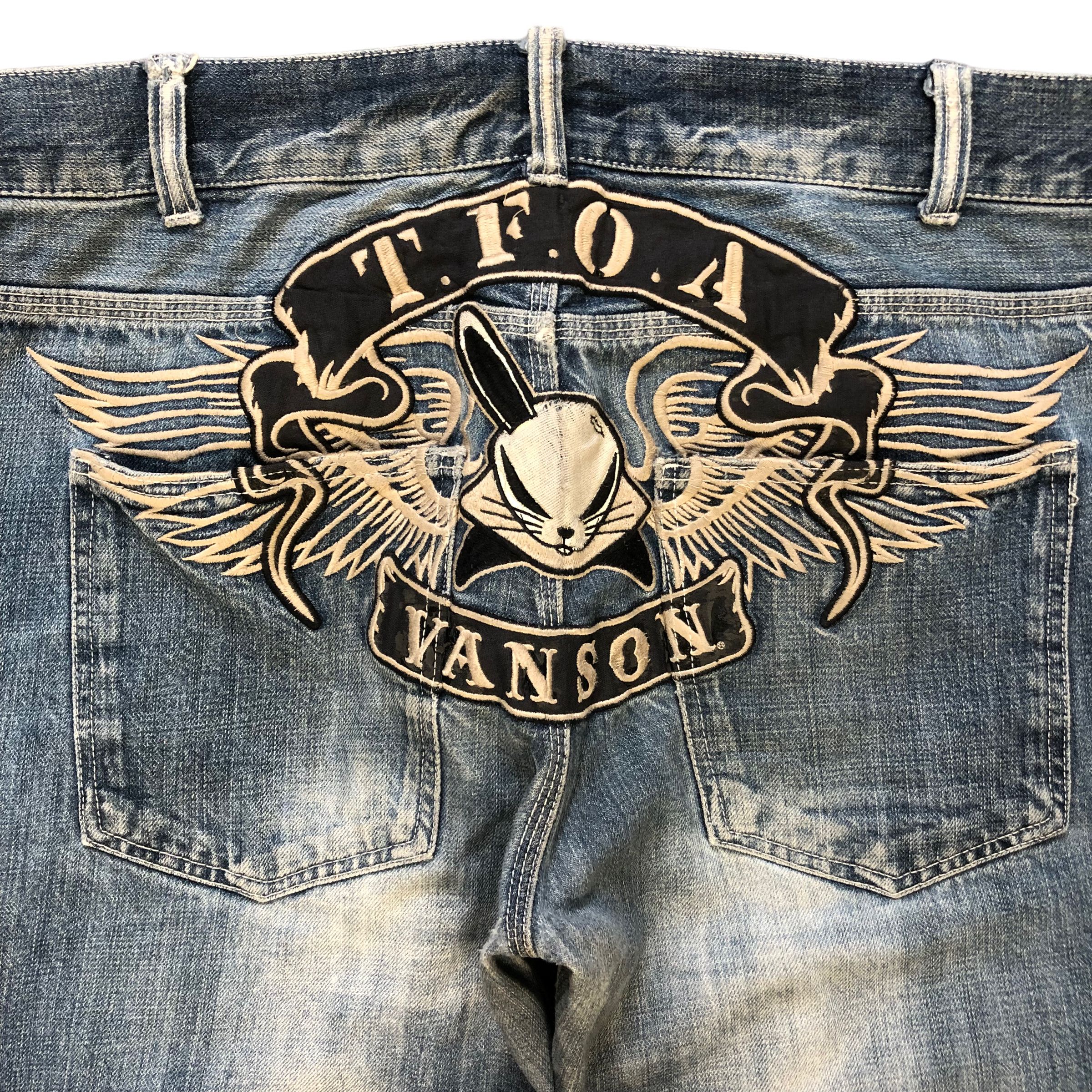 Vanson Leathers VANSON LEATHER TFOA BIG LOGO DENIM PANTS #7359-139 Size US 40 / EU 56 - 2 Thumbnail