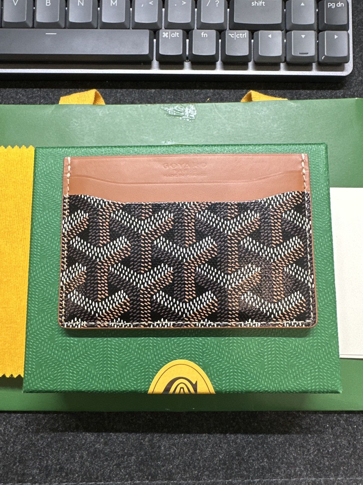 Goyard Goyard Card Holder Saint Sulpice Black / Natural Brown