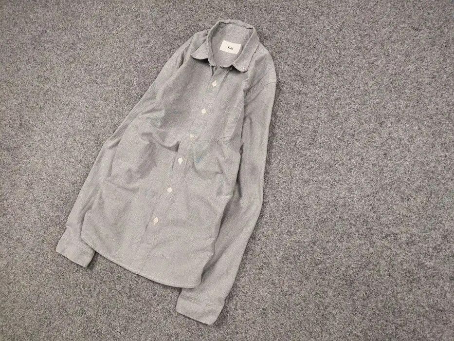 Folk Folk Design cotton Gray Button Casual Long Sleeve Shirt Size US M / EU 48-50 / 2 - 2 Thumbnail