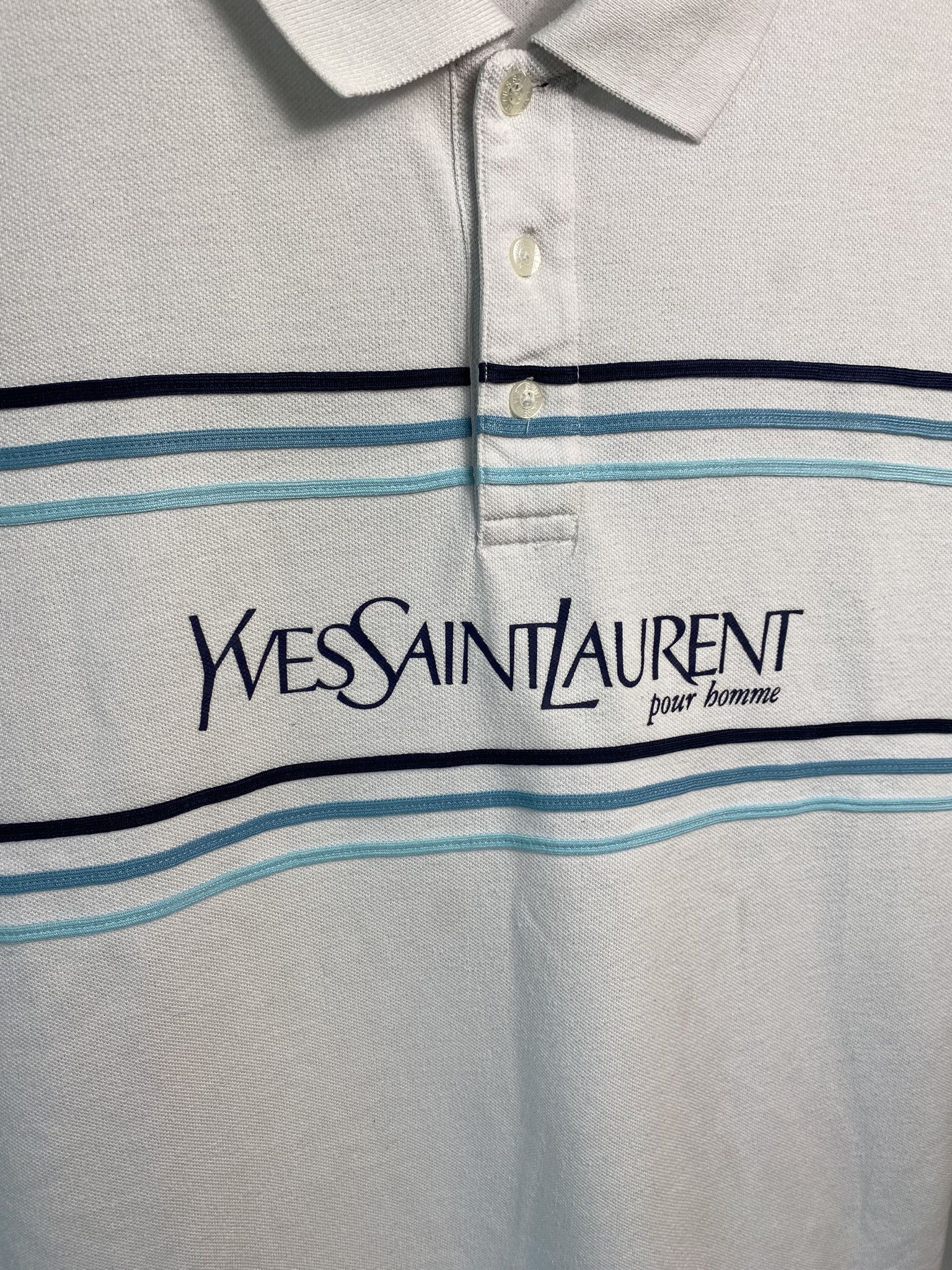 Saint Laurent Paris Yves Saint Laurent whit tshirt logo YSL spell out vintage Size US XL / EU 56 / 4 - 2 Thumbnail