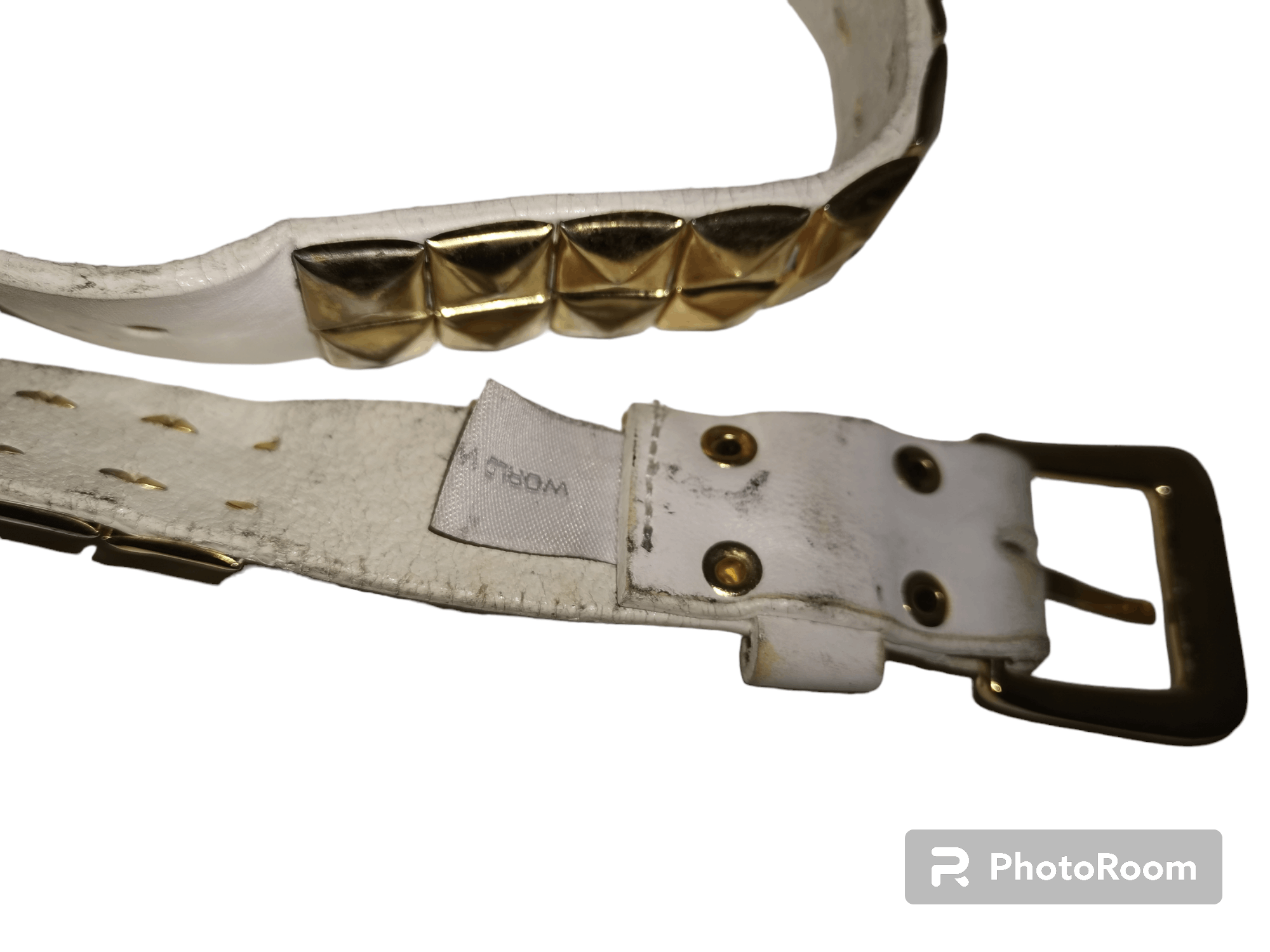 Japanese Brand World wide love punk golden spike leather belt Size 36 - 2 Thumbnail