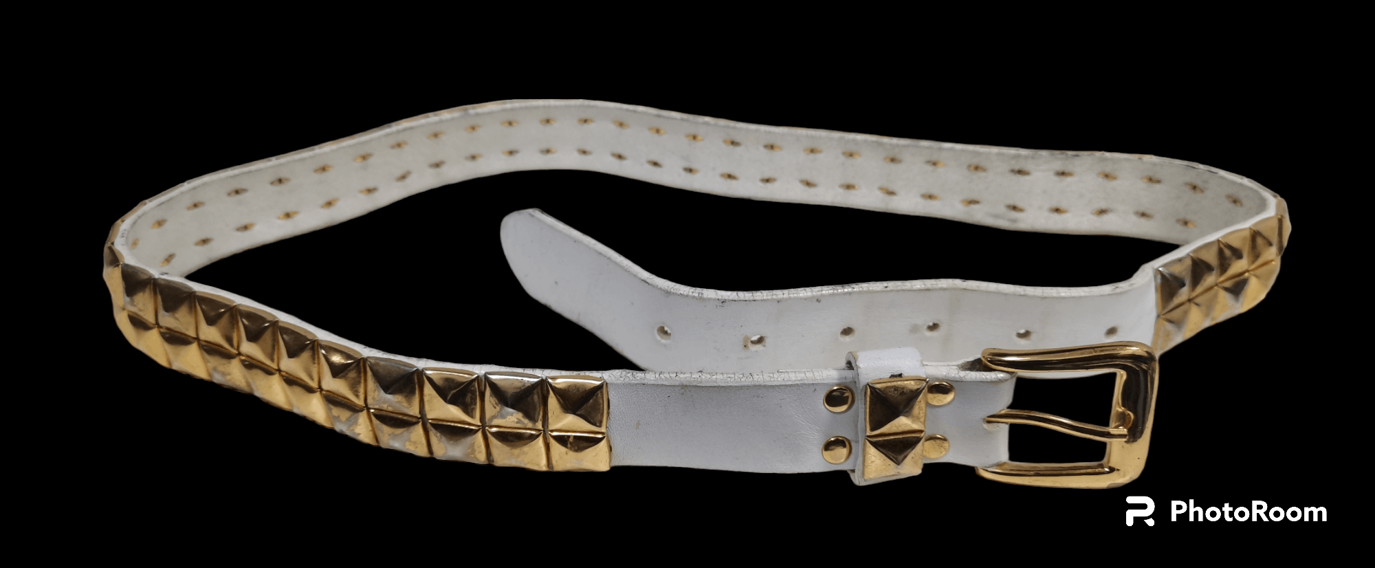 Japanese Brand World wide love punk golden spike leather belt Size 36 - 1 Thumbnail