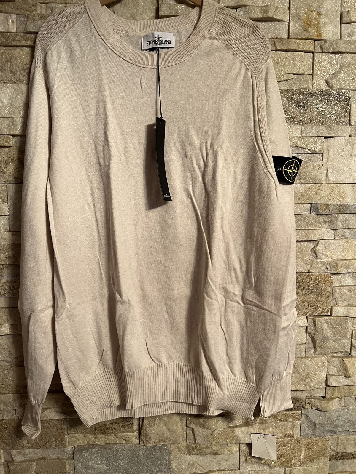 image of Stone Island Cream Color Sweather Cotton Italy Size Xxl, Men's