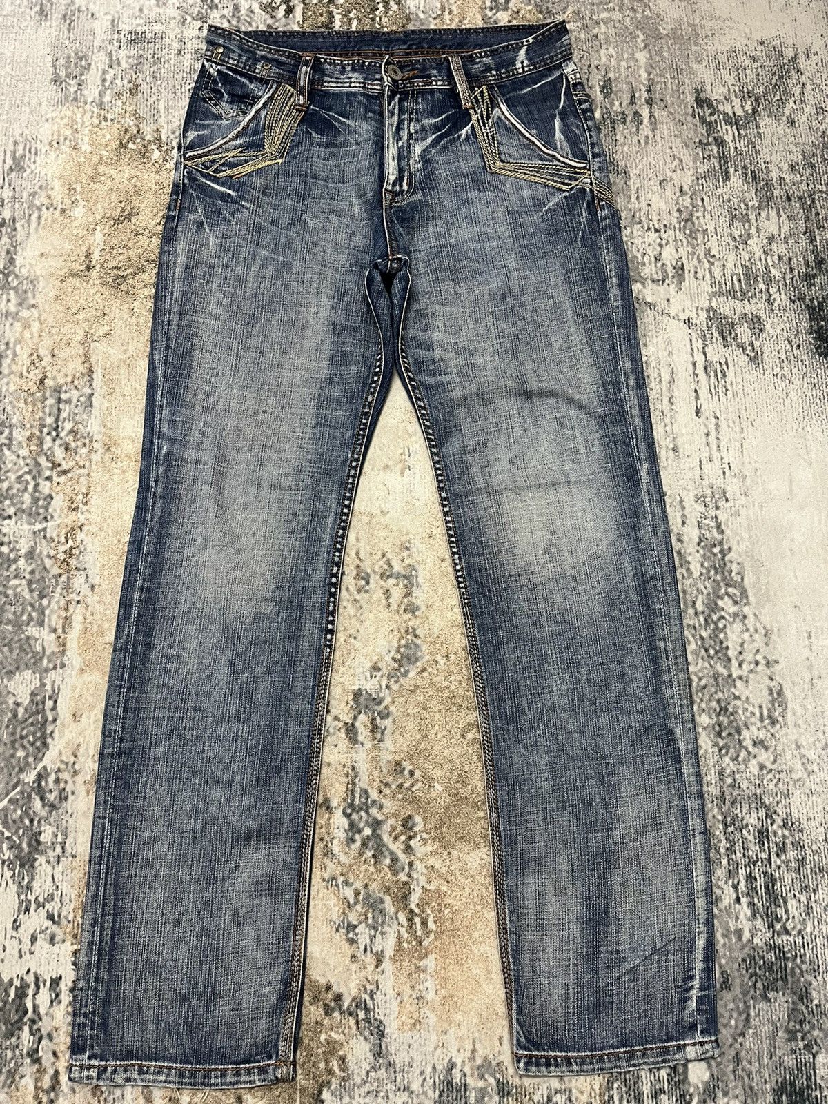 Japanese Brand × Vintage TX Mixpice Distressed Embroidery Pocket Denim Jeans Size US 31 - 1 Thumbnail