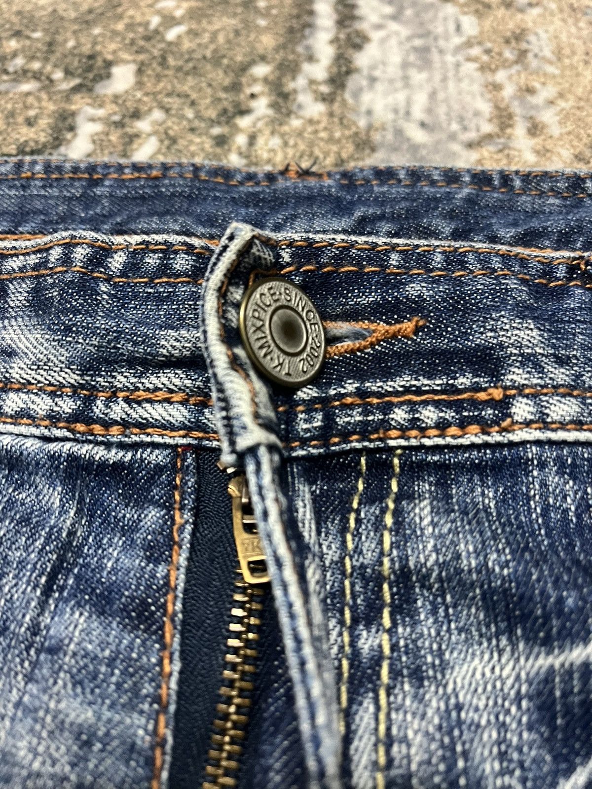 Japanese Brand × Vintage TX Mixpice Distressed Embroidery Pocket Denim Jeans Size US 31 - 4 Thumbnail