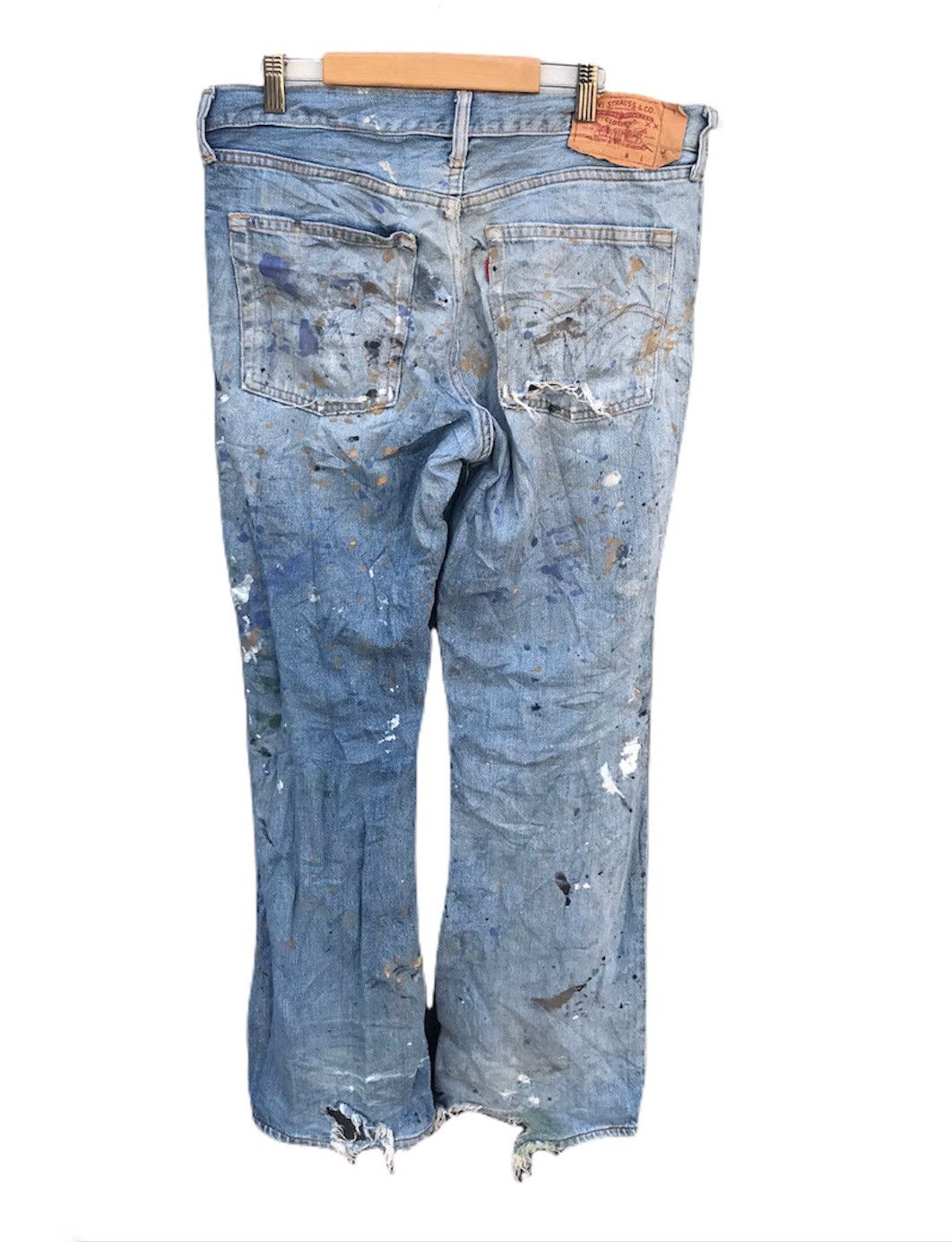 Levi's Vintage Clothing 33x30 Vintage Levi’s paint distressed light blue denim jeans Size US 33 - 1 Thumbnail