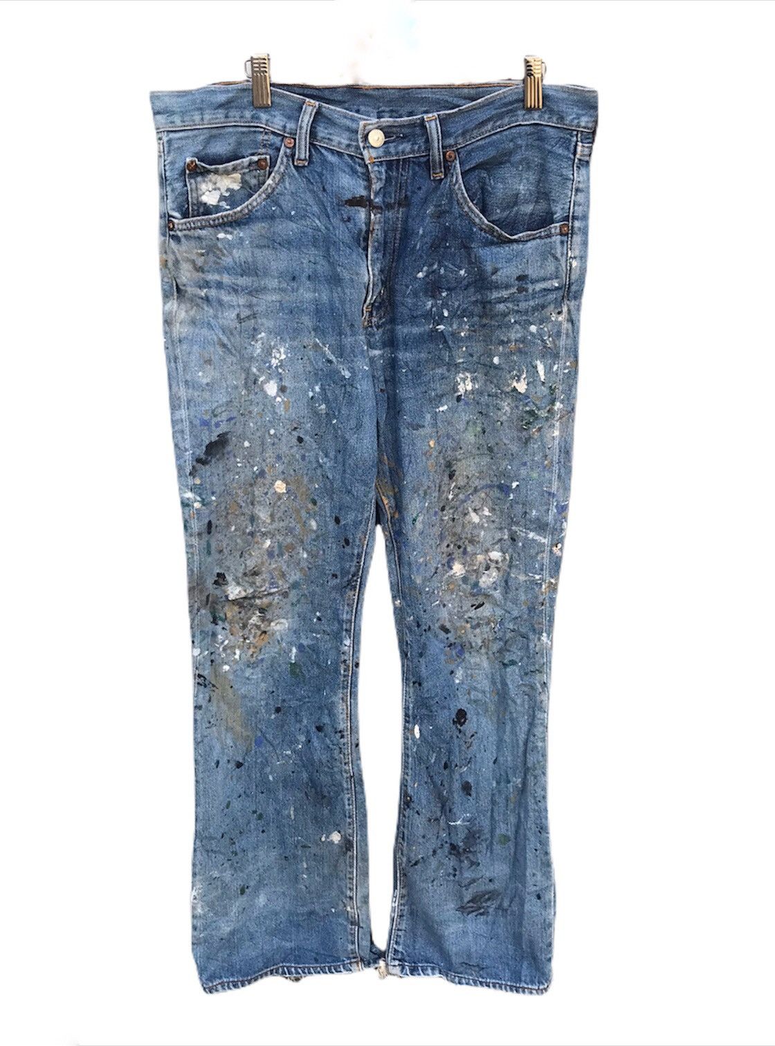 Levi's Vintage Clothing 33x30 Vintage Levi’s paint distressed light blue denim jeans Size US 33 - 3 Thumbnail
