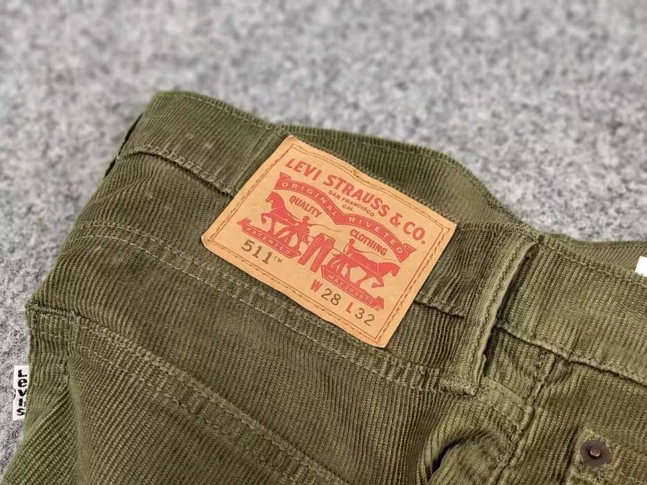 Levi's Vintage Levi’s 511 Green Corduroy Pants Olive Velvet Jeans Size US 28 / EU 44 - 7 Thumbnail