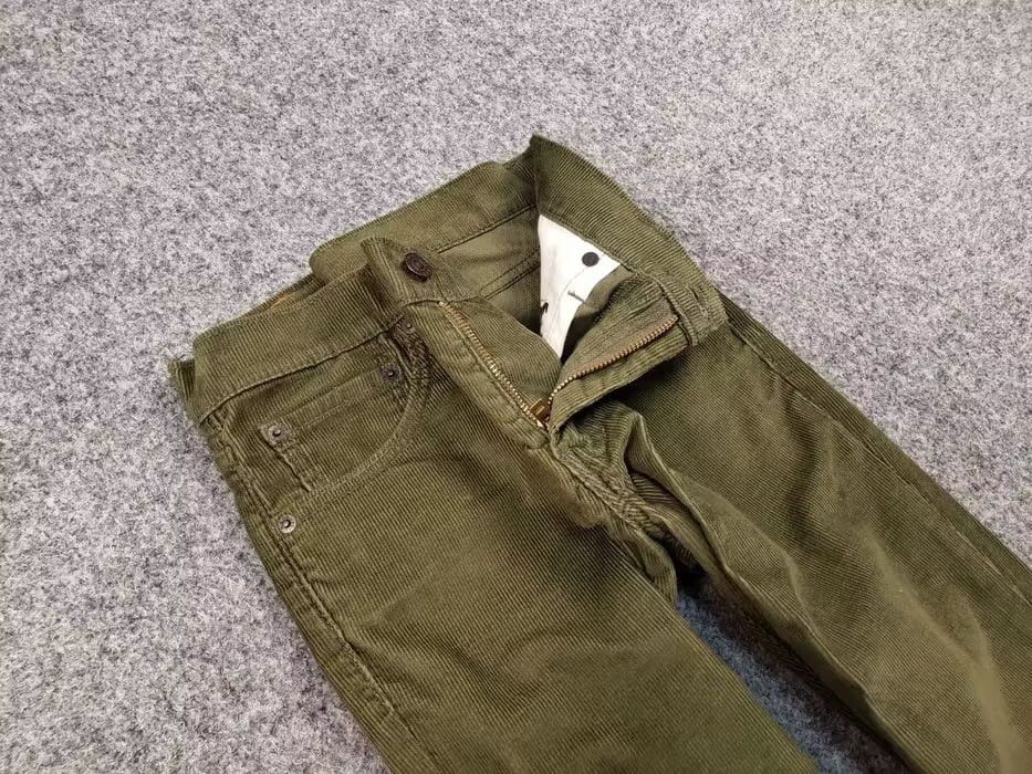 Levi's Vintage Levi’s 511 Green Corduroy Pants Olive Velvet Jeans Size US 28 / EU 44 - 3 Thumbnail