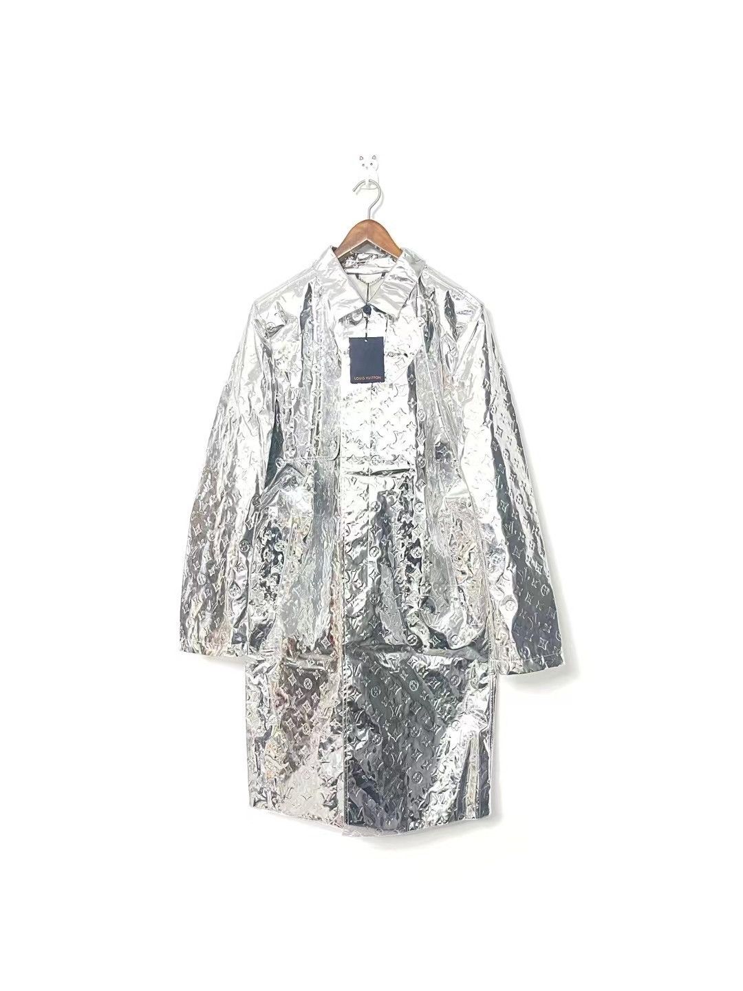 image of Louis Vuitton Monogram Mirror Raincoat in Silver, Men's (Size Small)