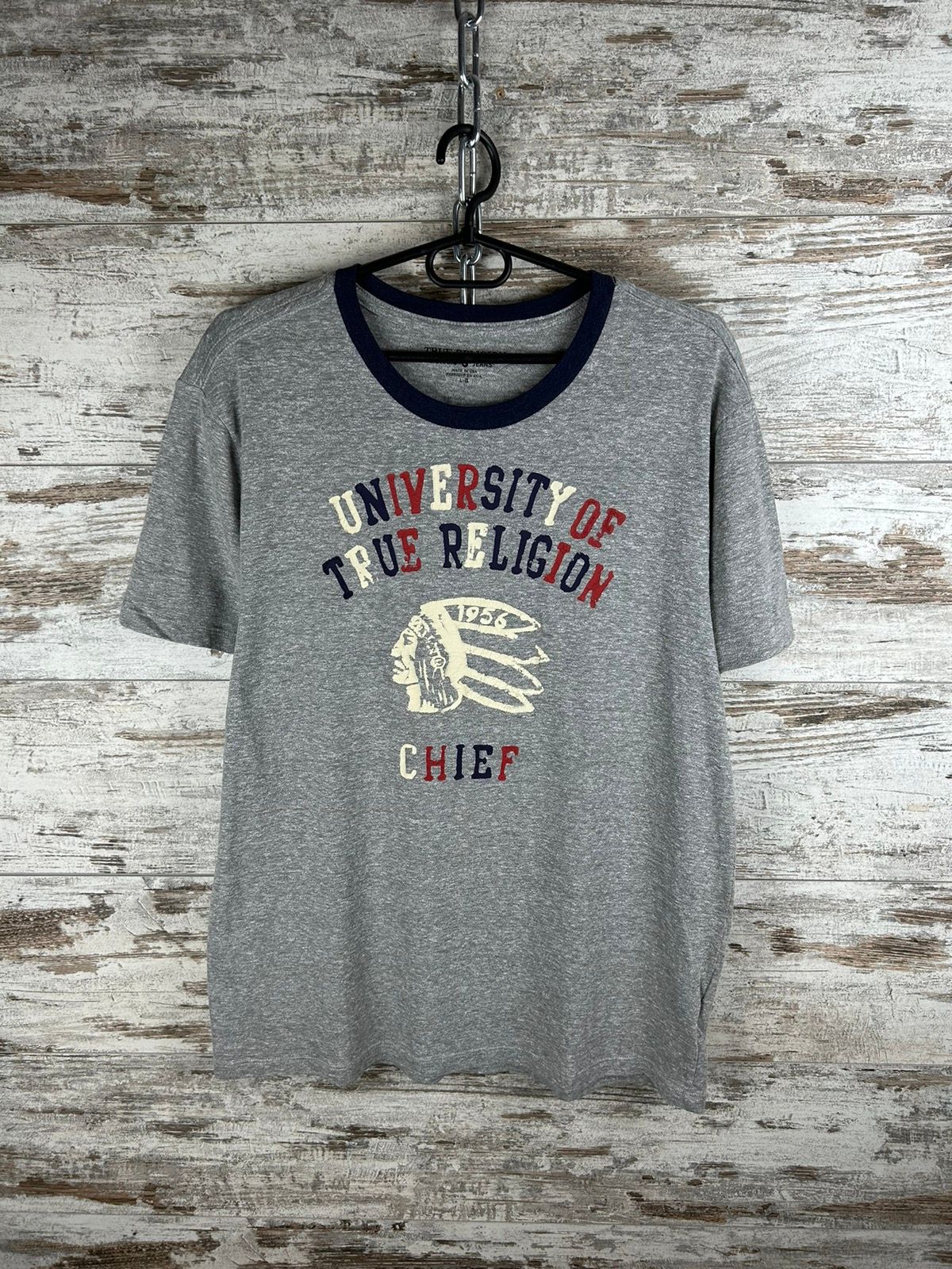 Pre-owned True Religion X Vintage Mens Vintage True Religion Chief T Shirt Y2k Streetwear Tee In Grey