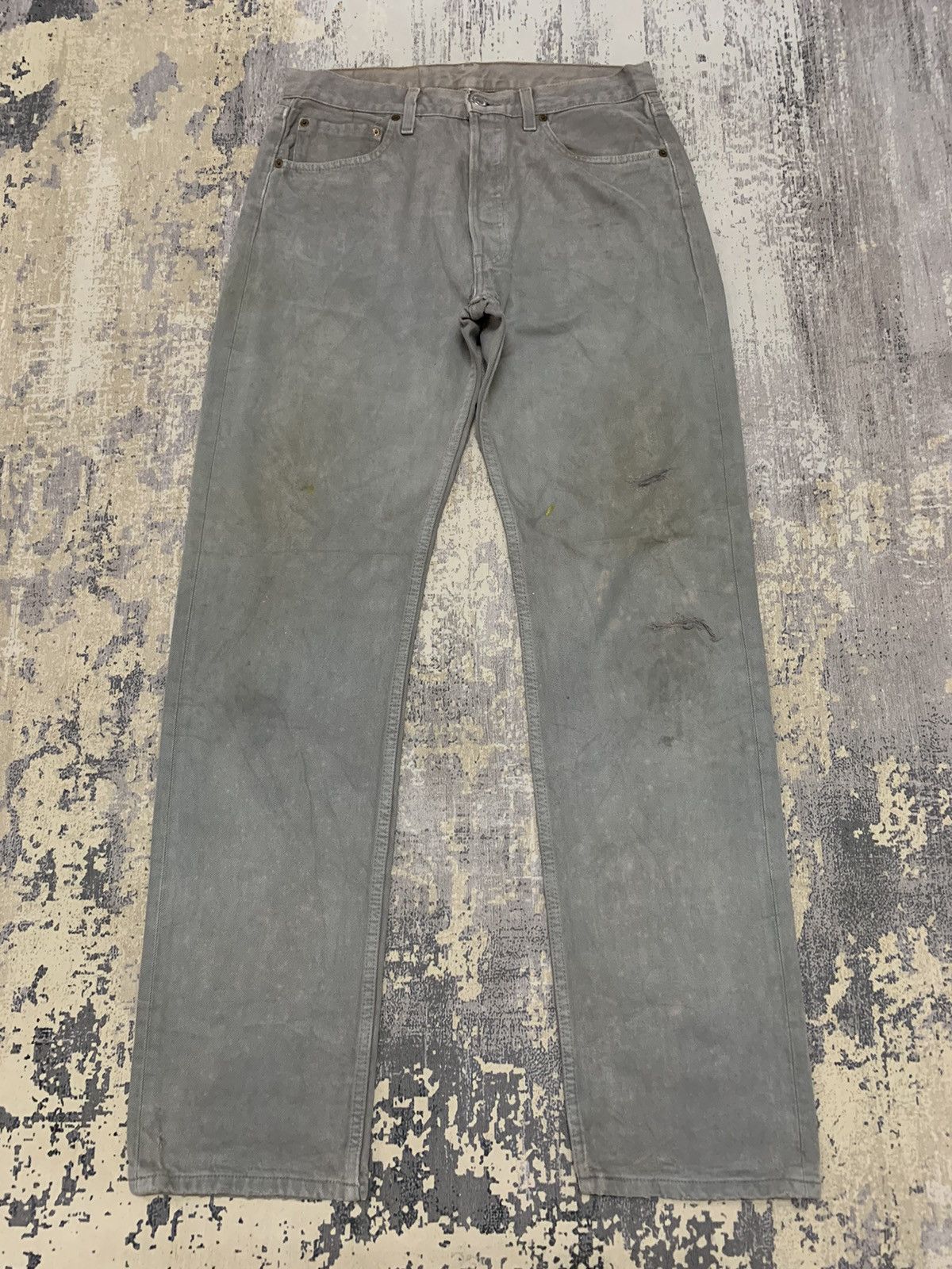 image of Vintage Levis Denim 501 Earth Tone Dirty Jeans 32X33.5 in Grey, Men's