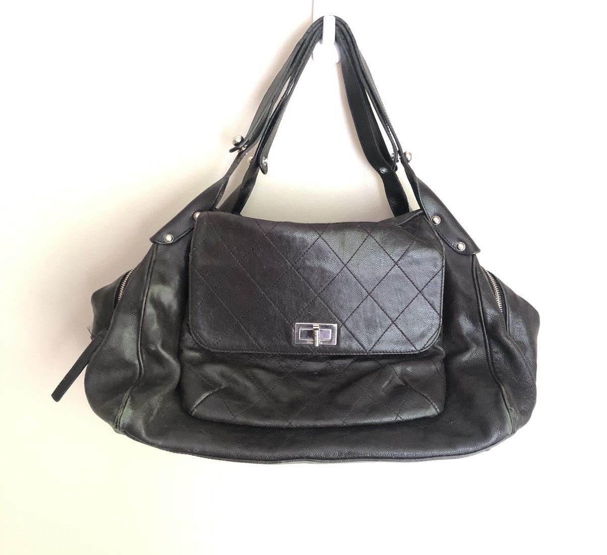 Chanel CHANEL Pebbled Leather Double Zipper XL Tote Bag Size ONE SIZE - 2 Thumbnail
