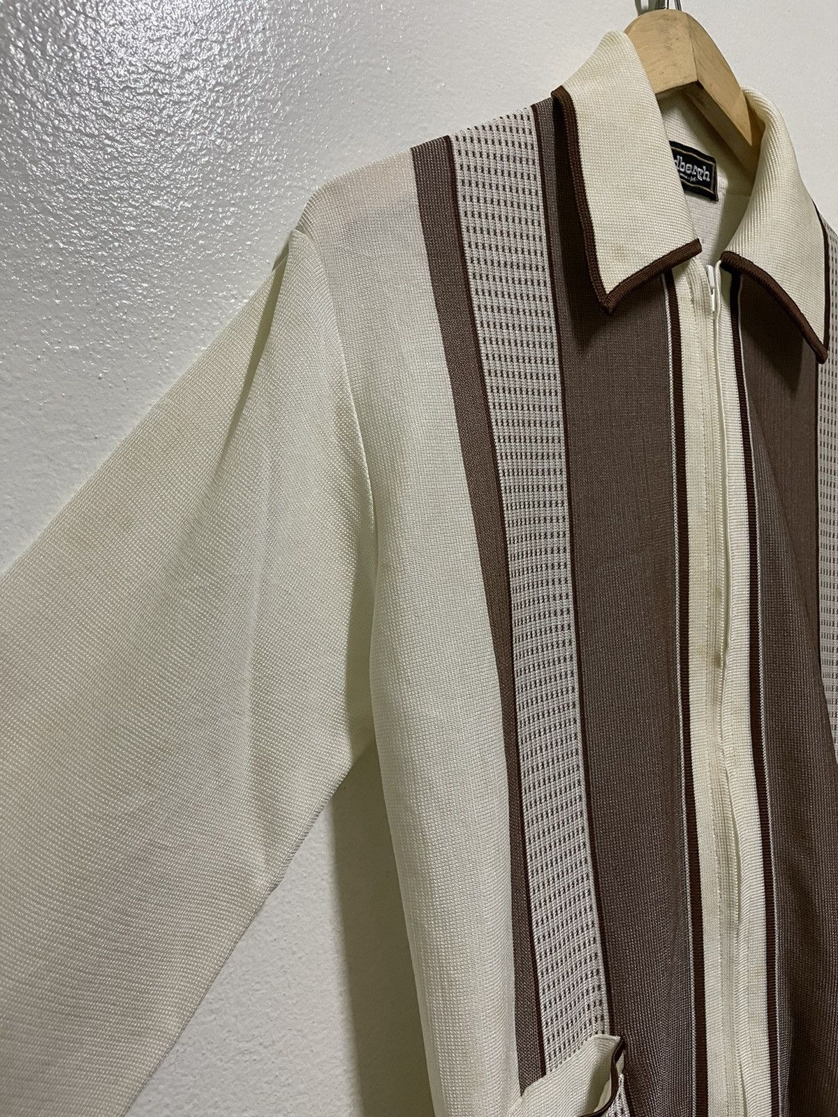 Japanese Brand Lindbergh zipper Long Sleeve Vintage Stripes Double Pocket Size US M / EU 48-50 / 2 - 2 Thumbnail