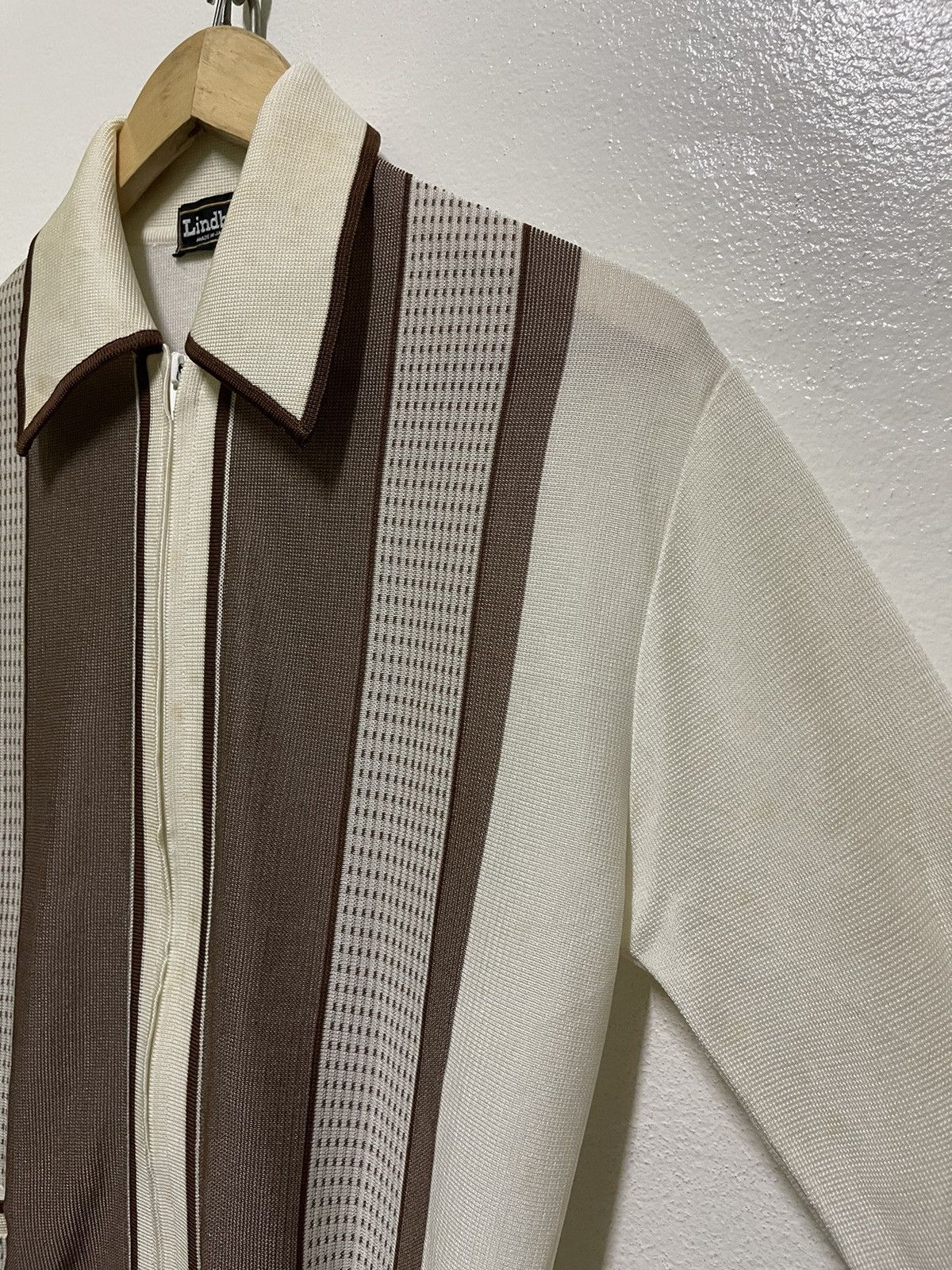 Japanese Brand Lindbergh zipper Long Sleeve Vintage Stripes Double Pocket Size US M / EU 48-50 / 2 - 8 Thumbnail