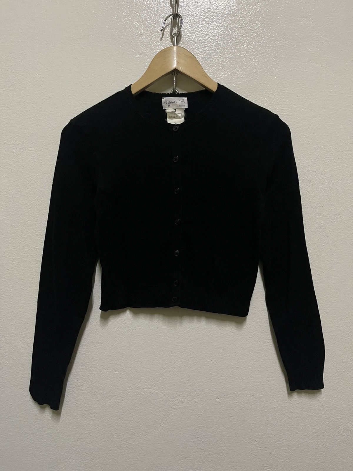 image of Agnes B Crop Top Long Sleeve Black, Women's (Size Medium)
