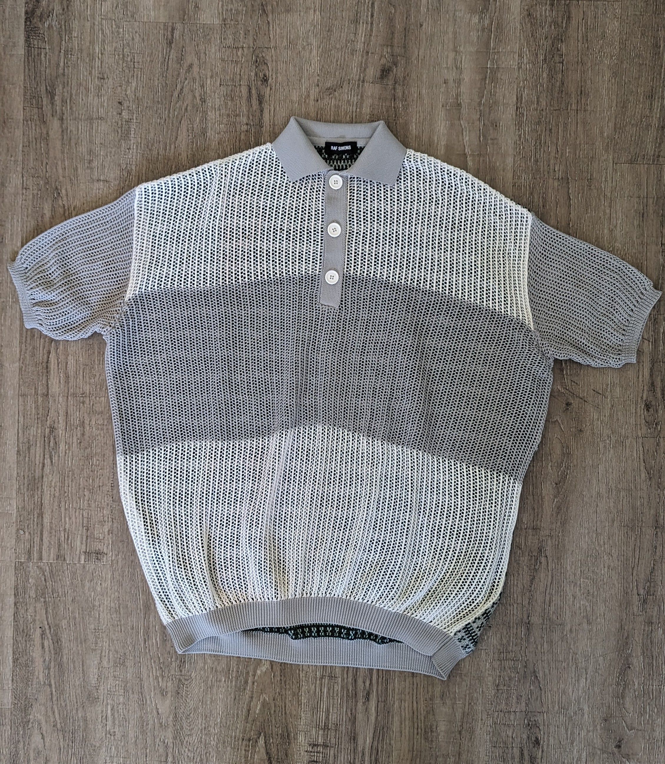 Pre-owned Raf Simons Ss19 Knit Polo In Grey/white