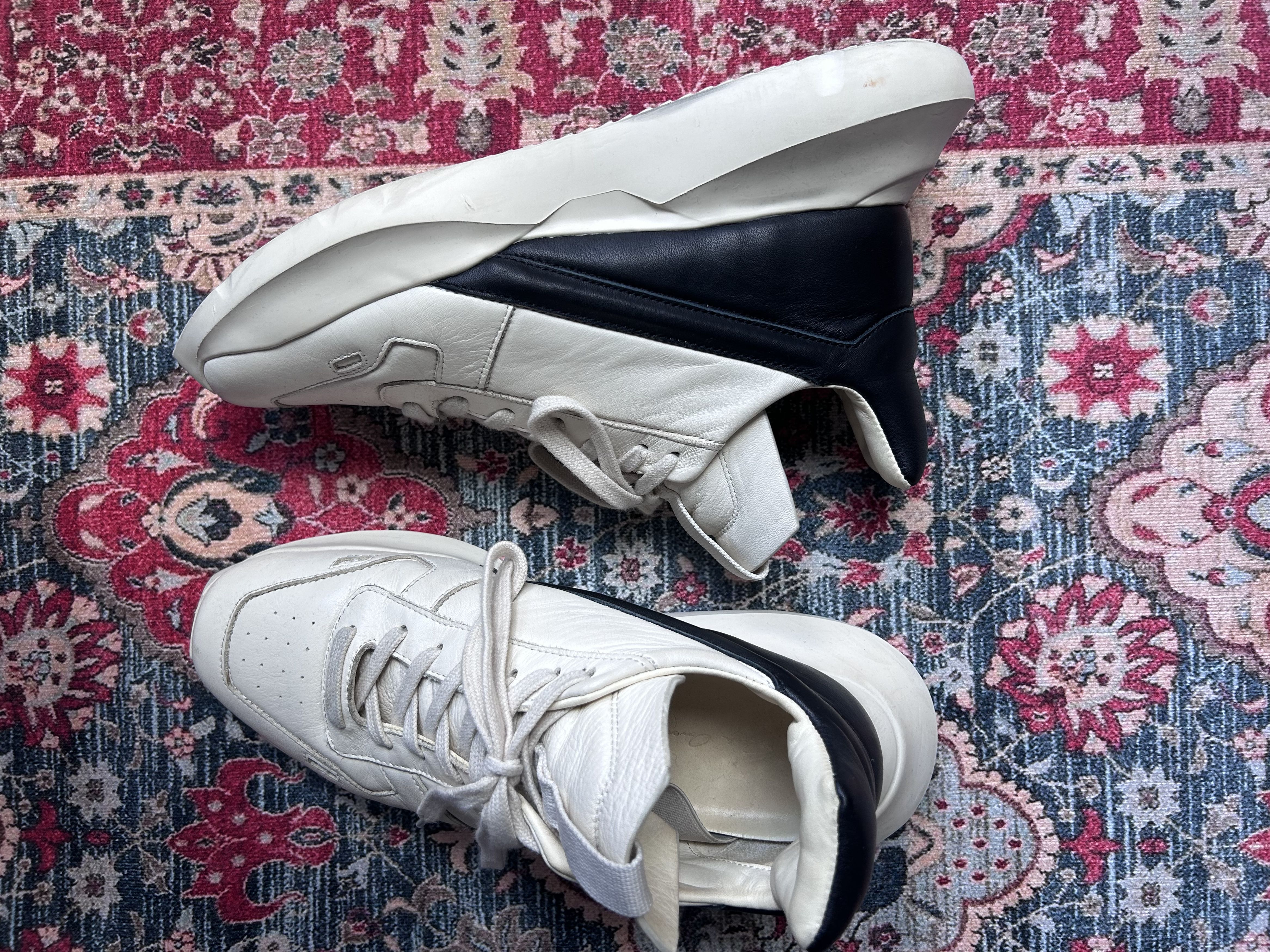 image of Rick Owens Geth Runner Full Grain Calf Leather Shoes in White, Men's (Size 10)