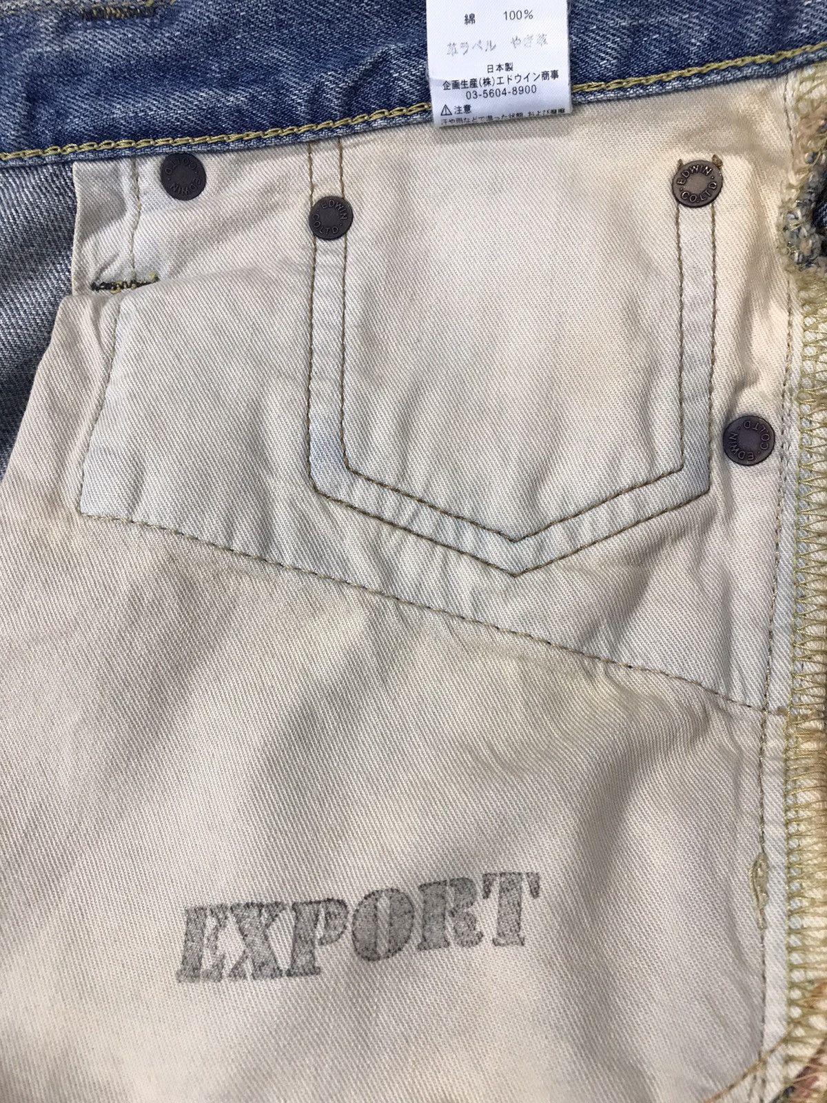 Edwin × Vintage Vintage Edwin Selvedge Buckle Back Distressed Made In 🇯🇵 Size US 33 - 20 Thumbnail