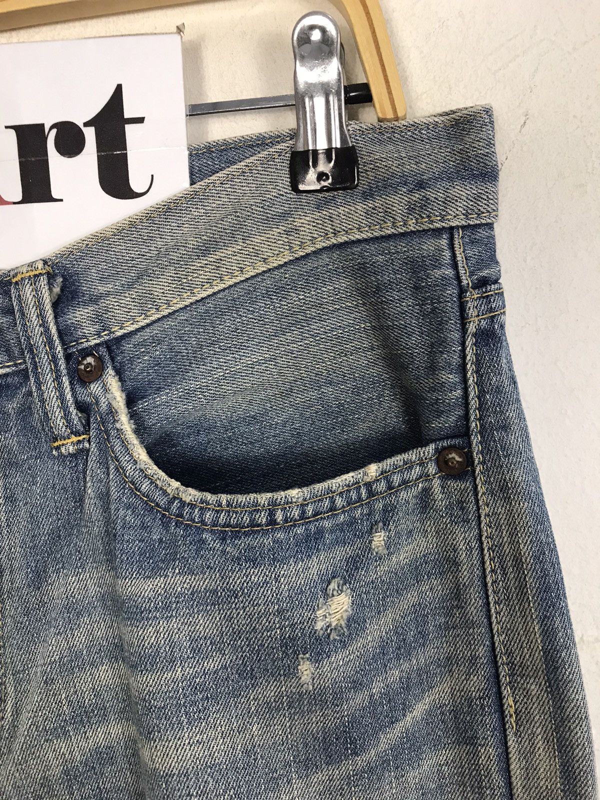 Edwin × Vintage Vintage Edwin Selvedge Buckle Back Distressed Made In 🇯🇵 Size US 33 - 7 Thumbnail