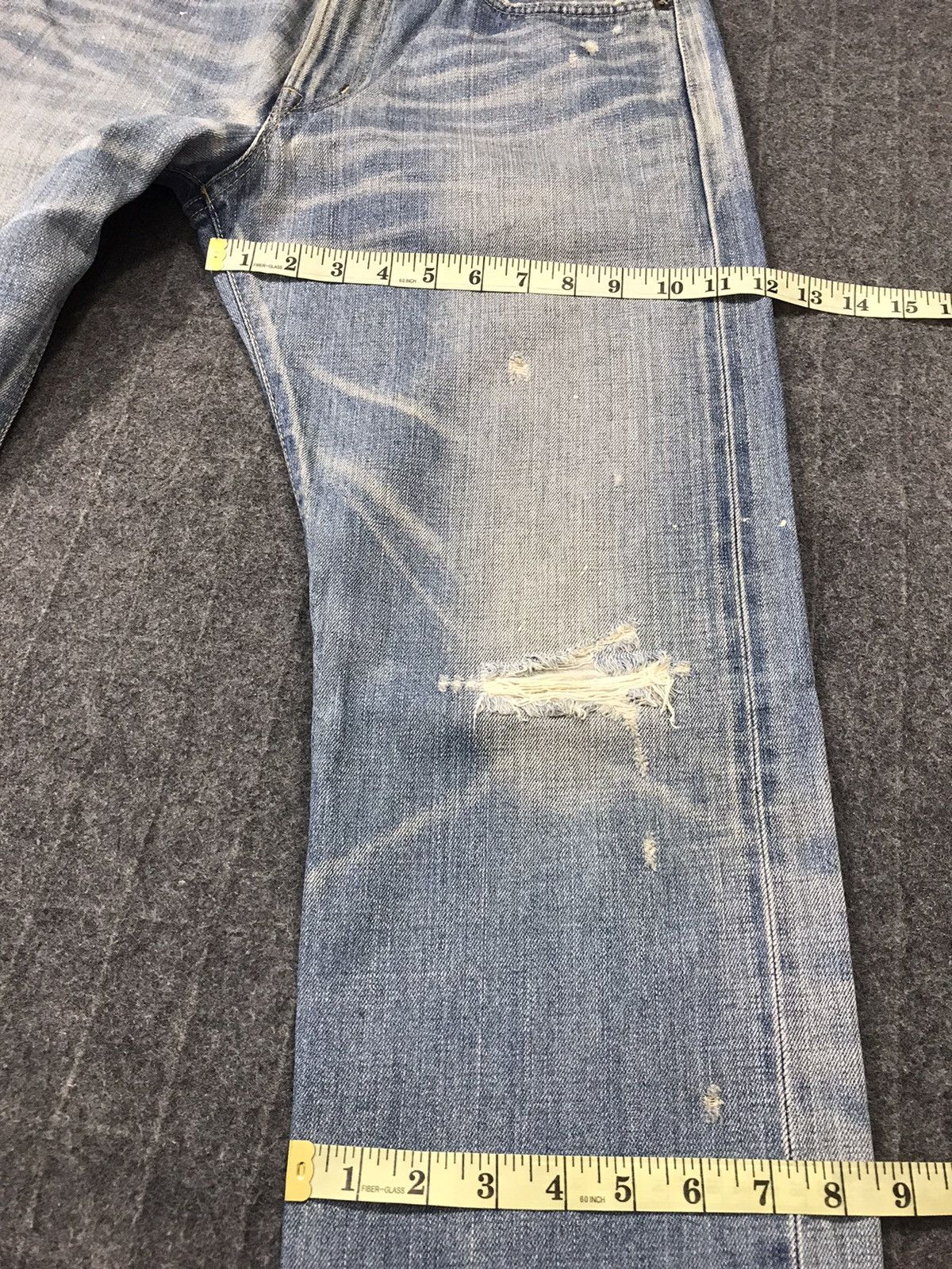 Edwin × Vintage Vintage Edwin Selvedge Buckle Back Distressed Made In 🇯🇵 Size US 33 - 22 Thumbnail
