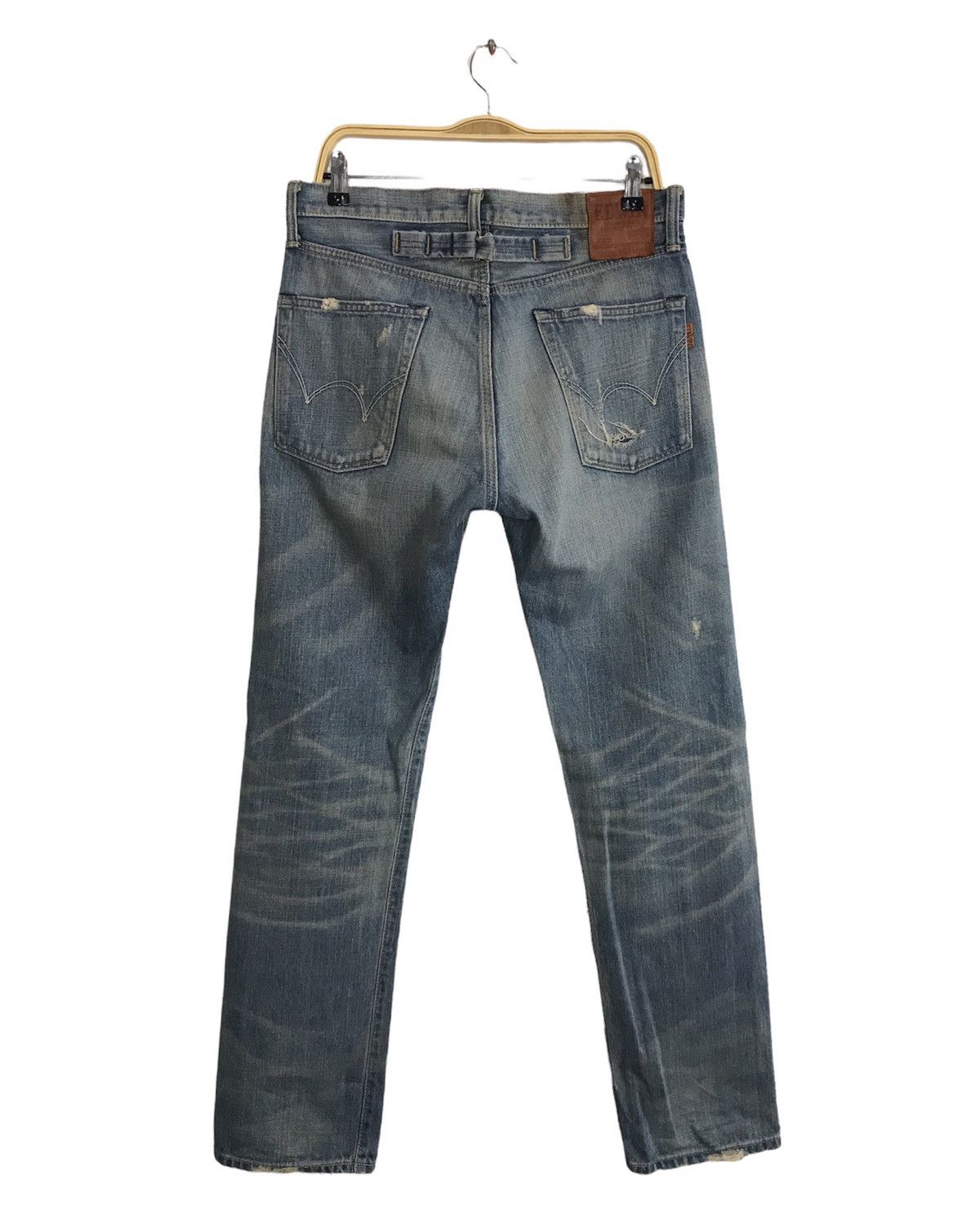 Edwin × Vintage Vintage Edwin Selvedge Buckle Back Distressed Made In 🇯🇵 Size US 33 - 2 Thumbnail